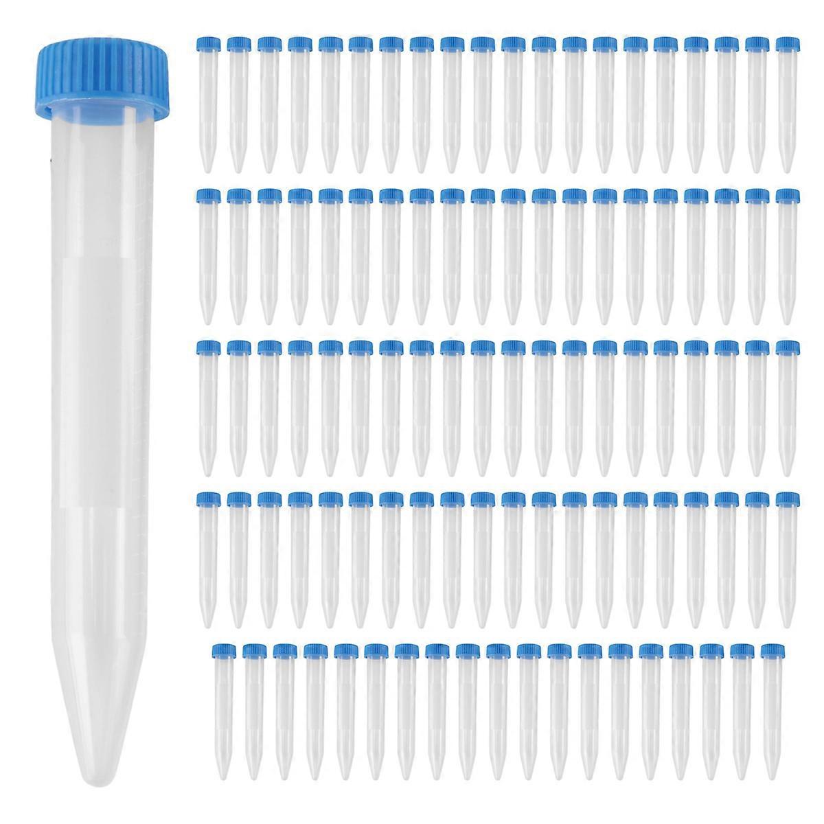100Pcs Conical Centrifuge Tubes 15mL with Screw Caps, Graduated and Write Marks Lab Test Container