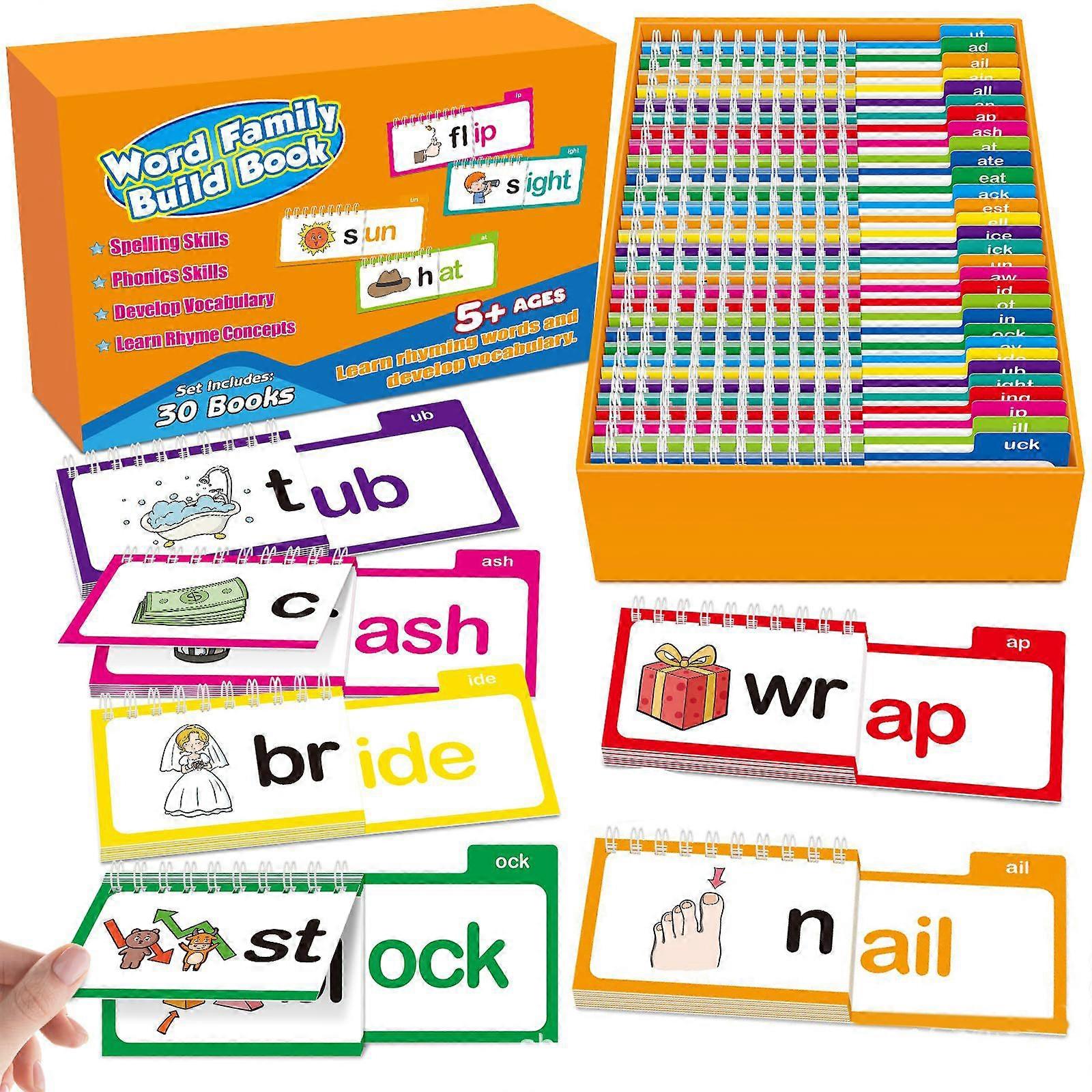 Read and Rhyme Flip Books Phonics Flash Cards Improving Reading Skills Letter Sounds Flash Cards for Learners