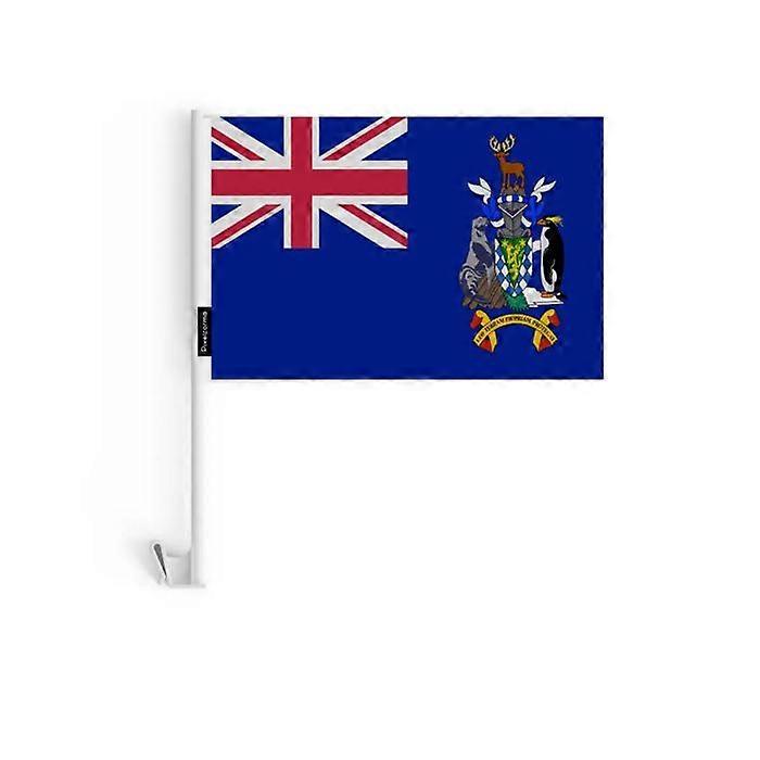 Flag Car Georgia of South and South Sandwich Islands – 14 x 21 cm – Polyester Fabric – Window Attachment – 20 pieces