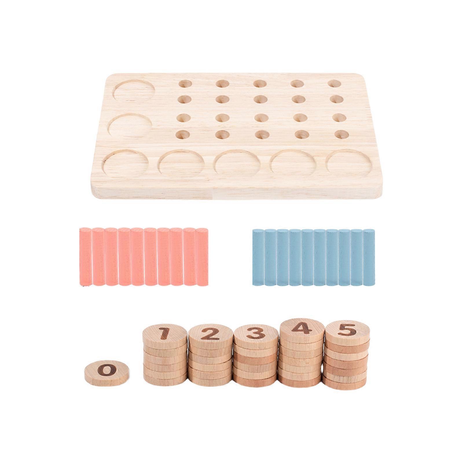 Kindergarten Number Learning Toy for Elementary School Wood Puzzle Block Math Learning Toy for Brain Development