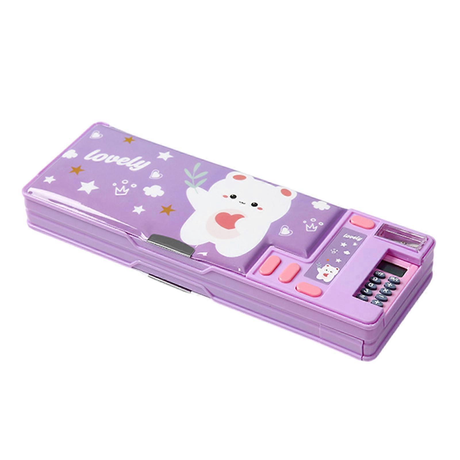 Multifunctional Pencil Case Pen Holder Built In Calculator And Sharpener Cartoon Pen Case For Student Boy Girl Classroom