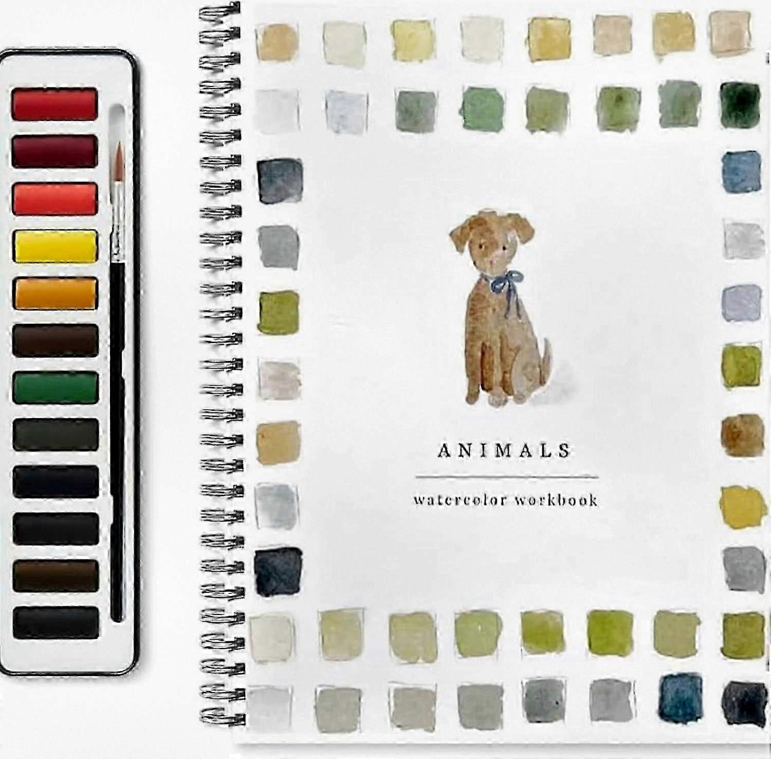 Beginner-Friendly Watercolor Workbook, 12 Colors Watercolor Paint Set with Brush, Compatible with Various Watercolor Techniques