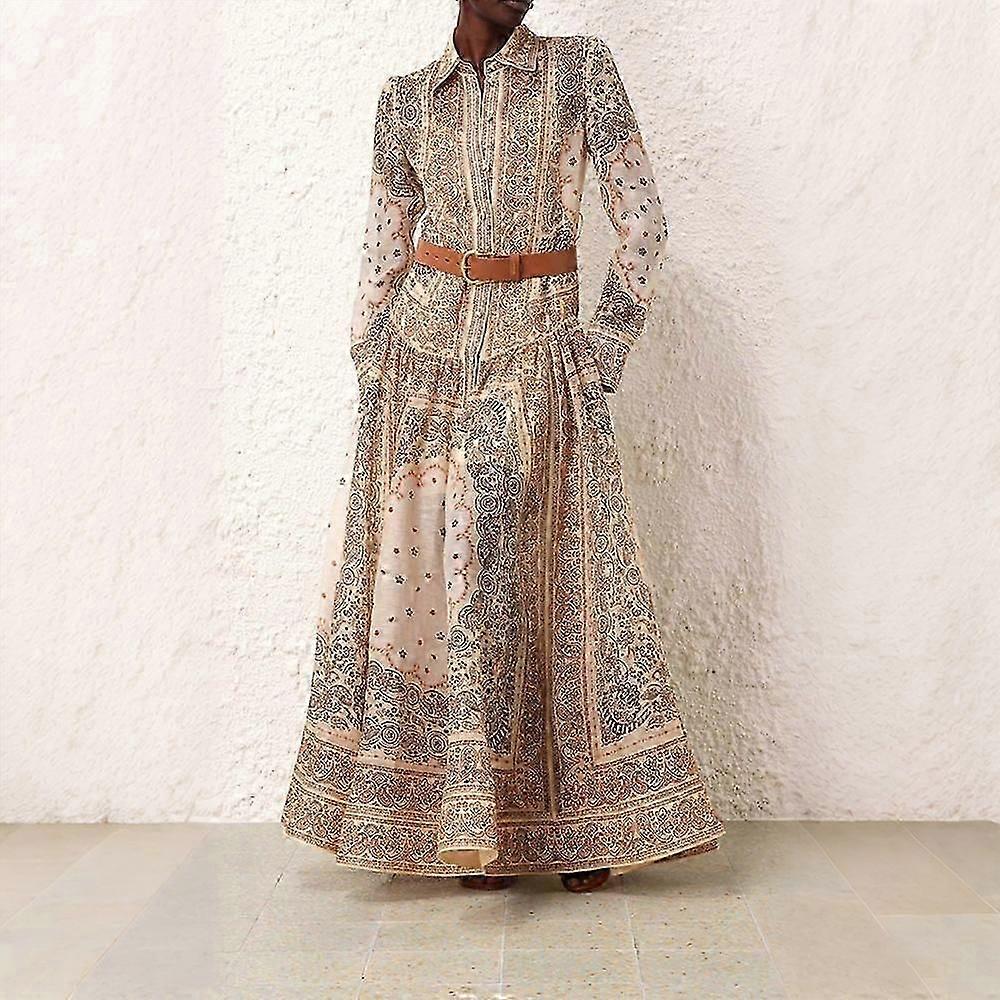 Matchmaker Skjorta Klänning Dam Boho Långärmad Maxi Klänningar