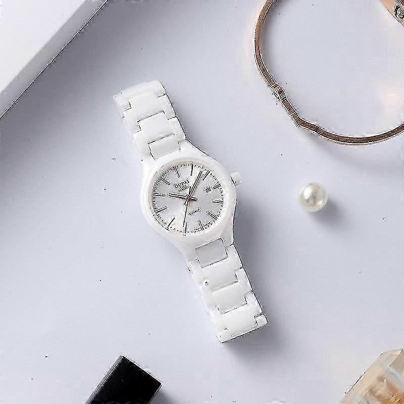 White Ceramic Women's Watch Temperament simplu Banmo