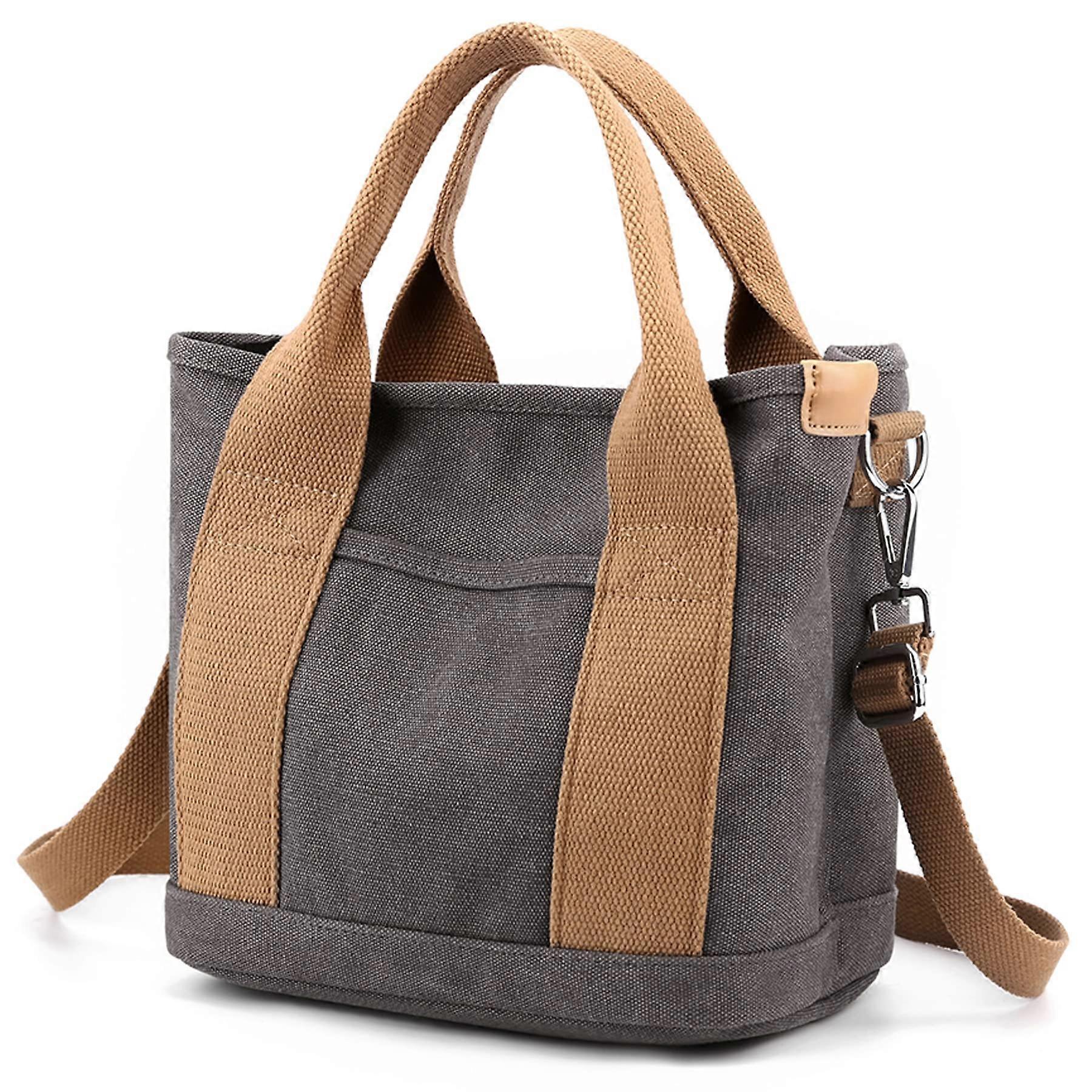 Handbag for Women MultiPockets, Canvas Tote Shoulder Bags with Zipper, Satchel Hobo Bag for Travel Work