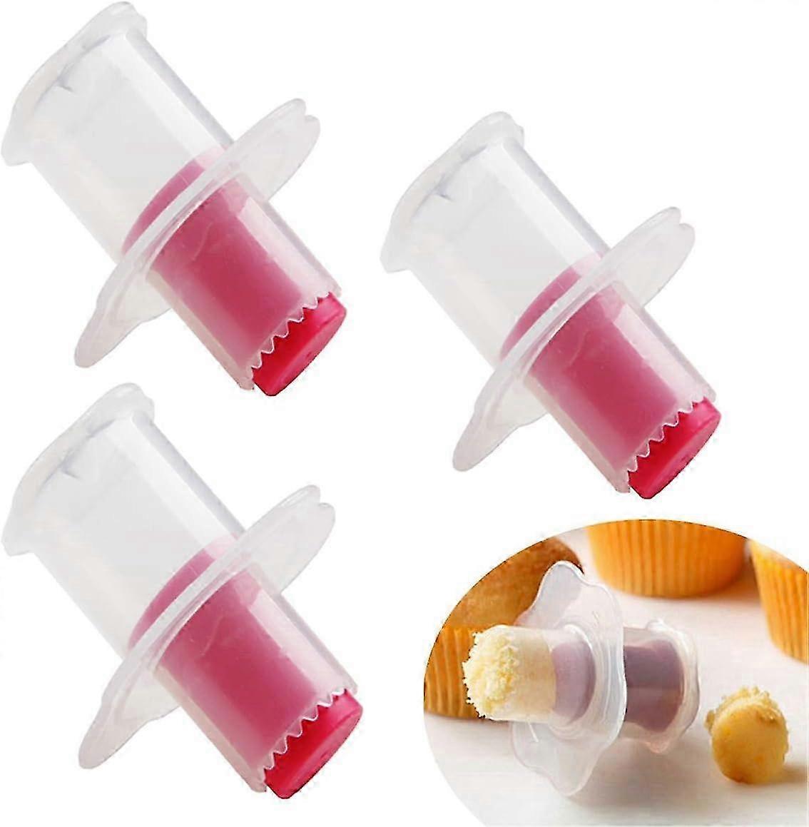4 Pack Red Plastic Cupcake Corer Plunger Cutter Pastry Hole Digging Tool