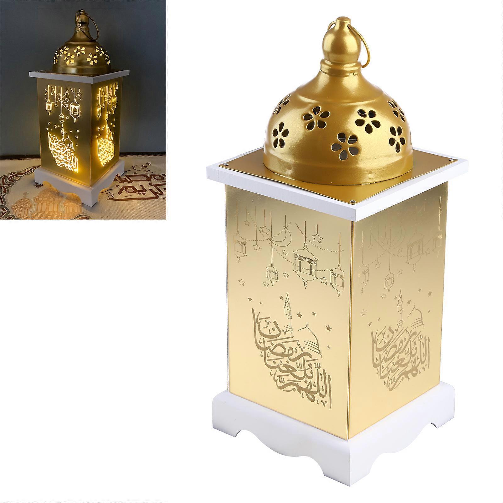 Vintage Elegant Eid Mubarak Night Lamp Decorative Hanging  Ramadan LED Lantern  L