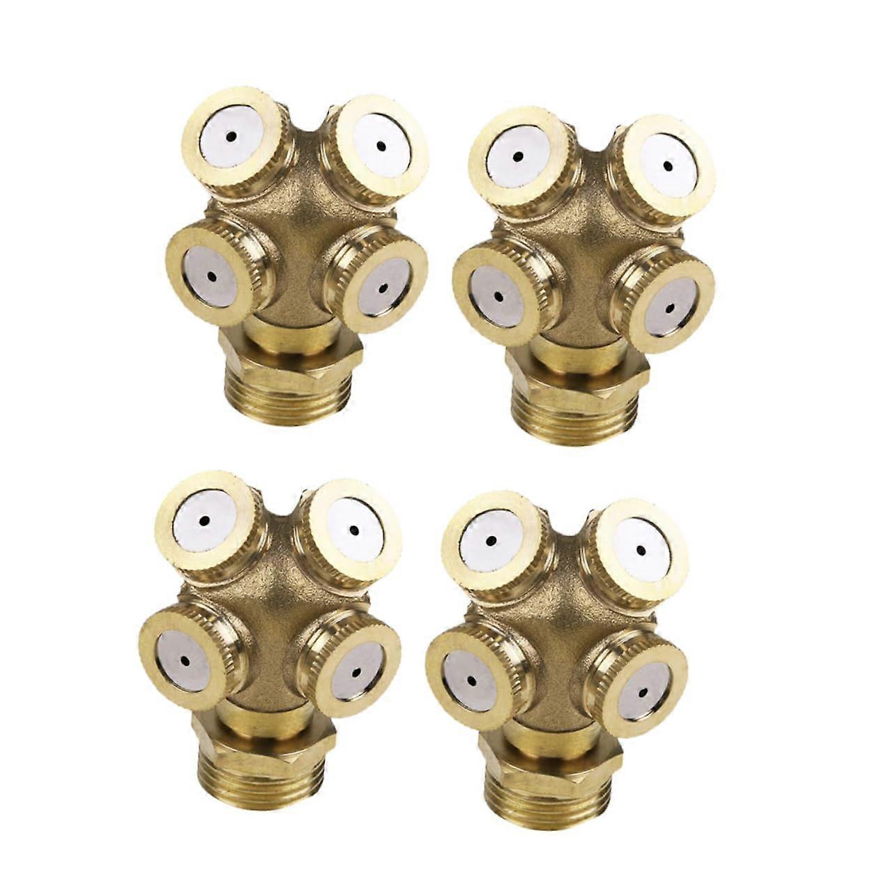 Brass Spray Nozzles for Garden Irrigation - 4-Piece Set with External Threads for Efficient Agricultural and Garden Use
