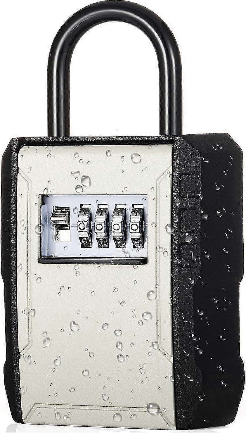 Large Outdoor Key Lock Box for 10+ Keys, Portable & Mountable Code Safe (Grey)