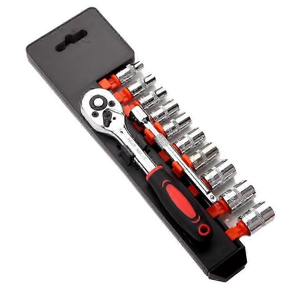 1/4" Ratchet Socket Wrench Set - 12 Pcs Quick Release Mechanic Tool Kit