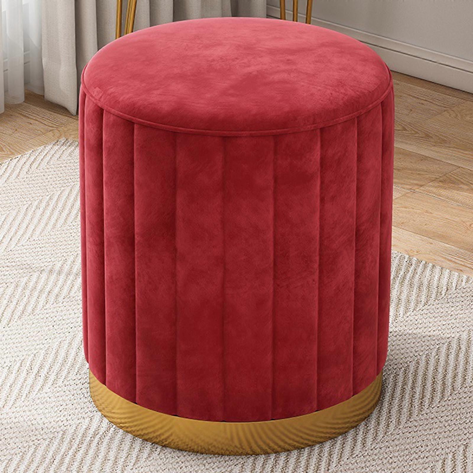 Poggiapiedi in velluto ottomano con coperchio rimovibile, sgabello a fungo per soggiorno camera da letto sala trucco Sedia per il trucco rotonda moderna per stoccaggio Rosso