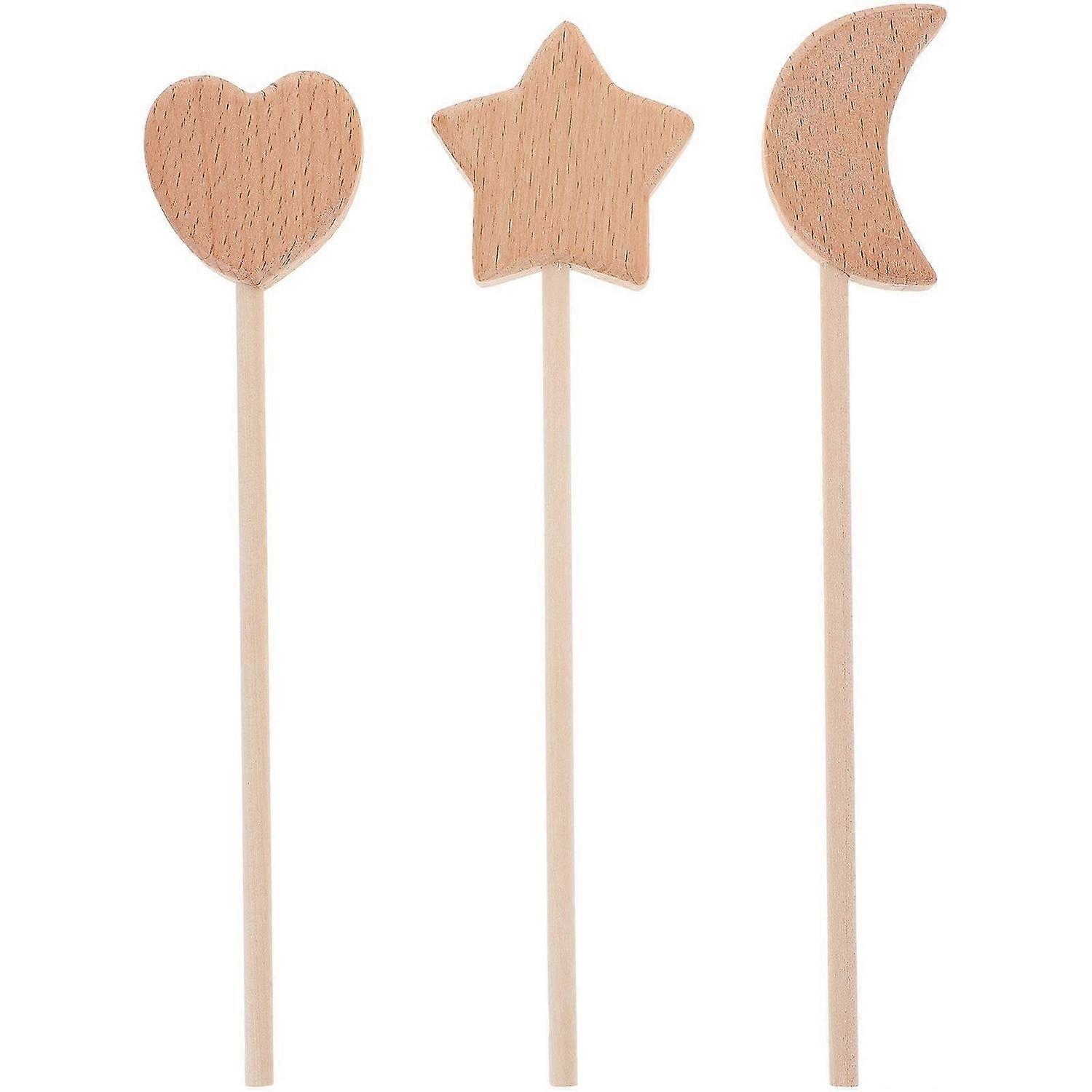 3pcs Unfinished Wooden DIY Wand Sticks Fairy Wood Wands Cosplay Accessory