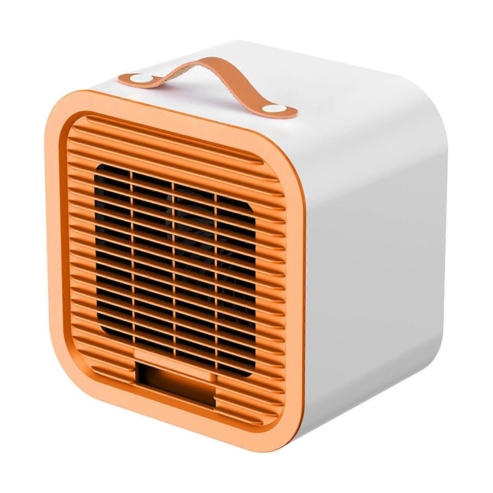 USB Rechargeable Desk Fan with Ice Box for Camping, Car, and Home Use in Orange Color