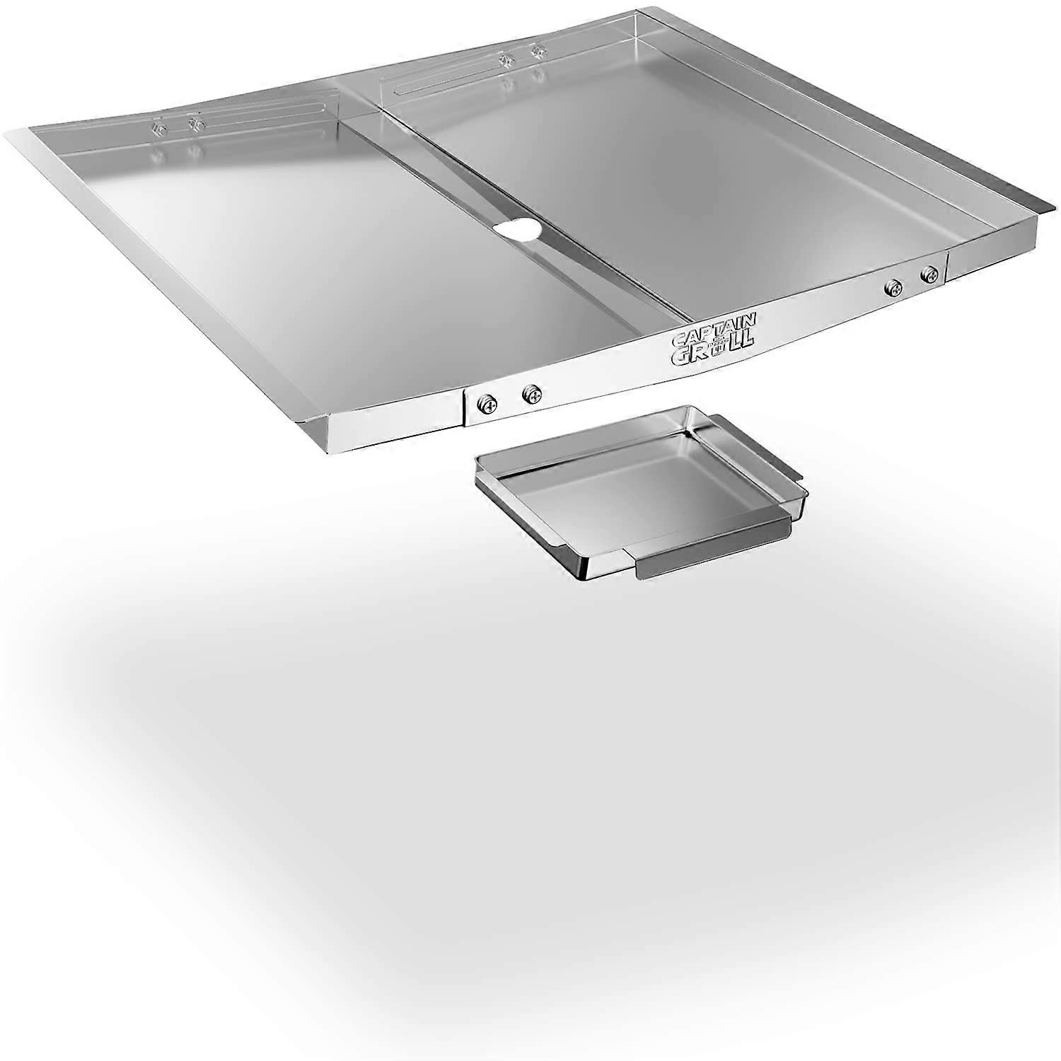 Grease Pan with Collection Tray Universal Drip Pan for 3/4 Burner Gas Grill Models Stainless Steel (18'24') Adjustable