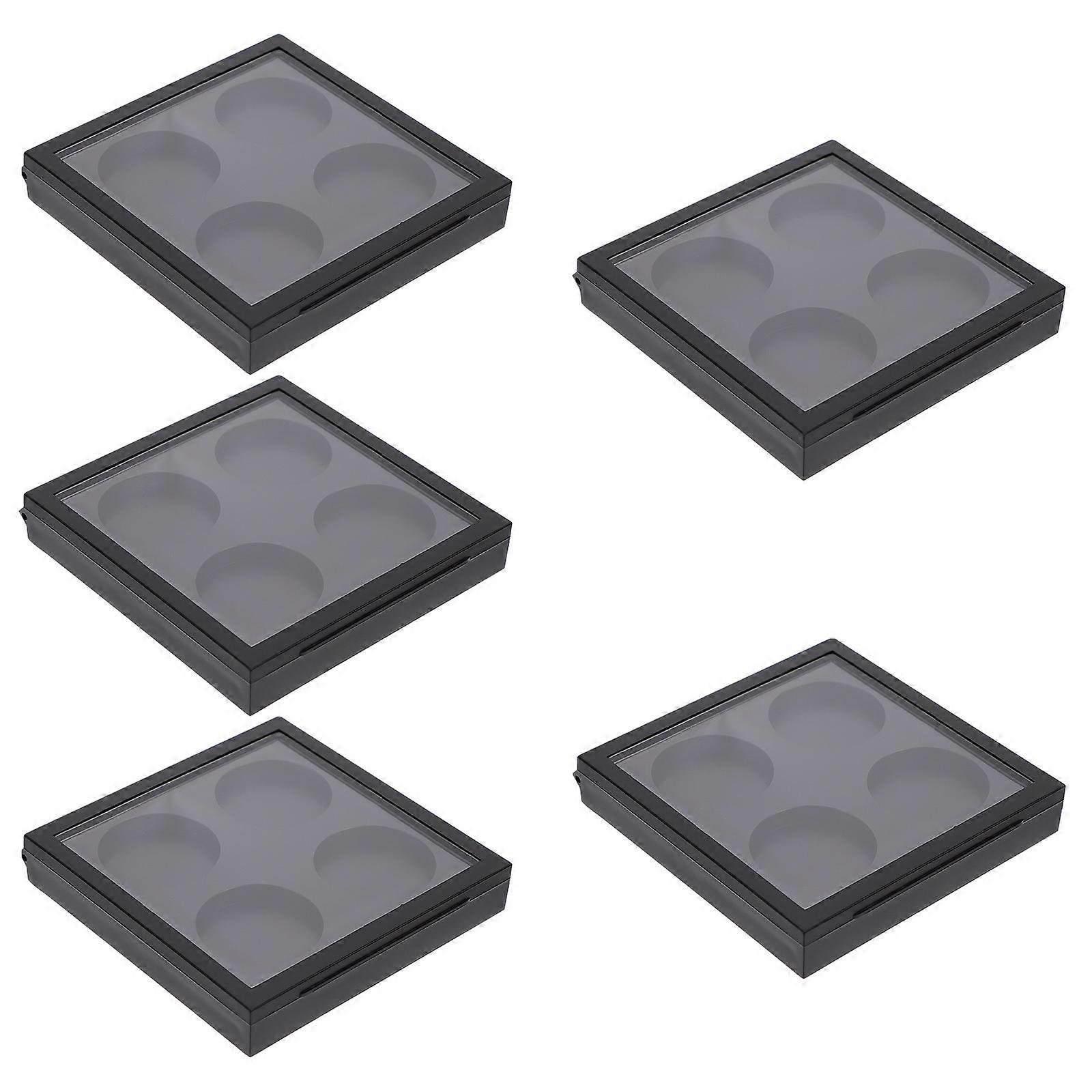 5Pcs Magnetic Buckle Empty Eye Shadow Cases for Cosmetics Storage Plates Black