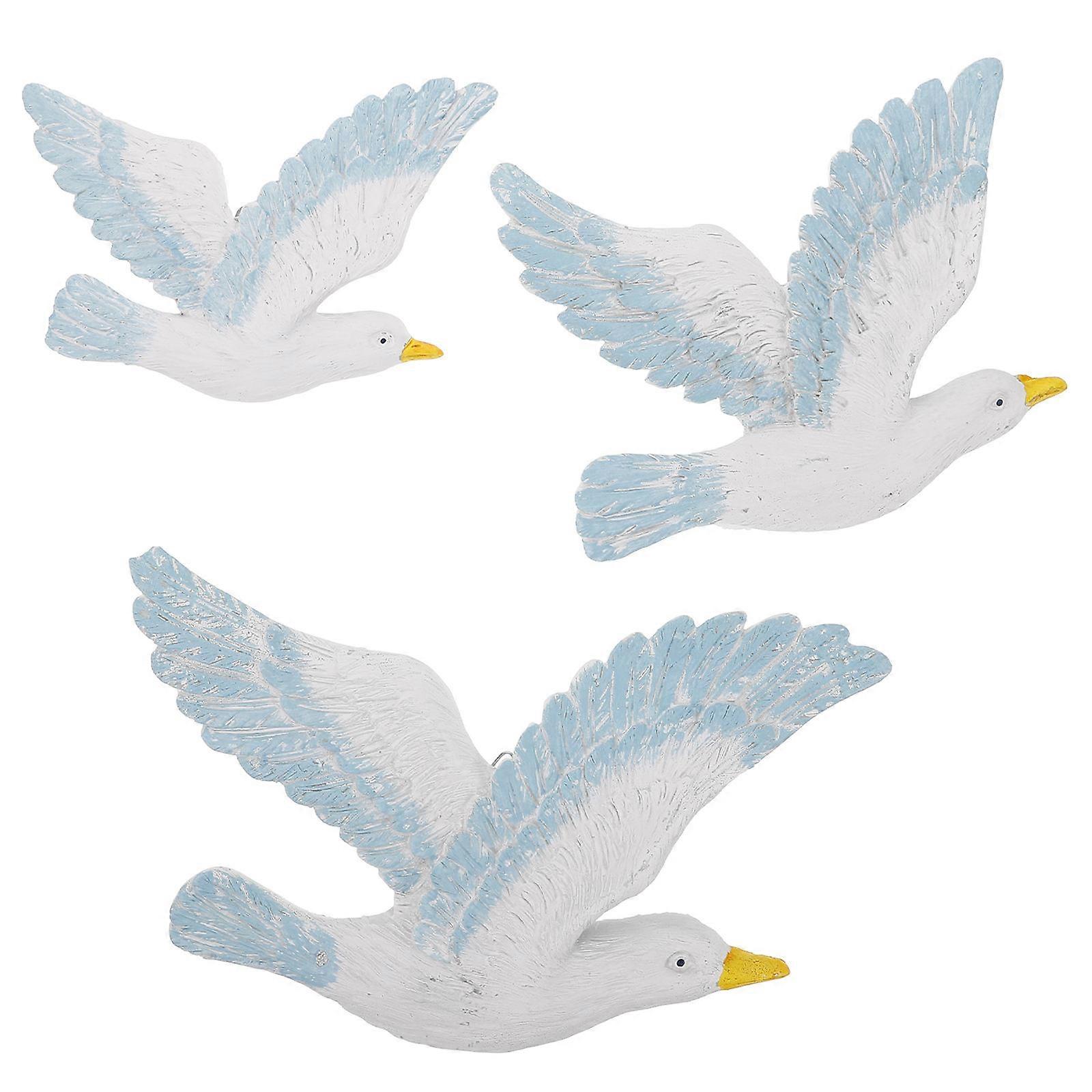 White Seagulls Wall Hanging Decoration for Mediterranean Style 3Pcs Set