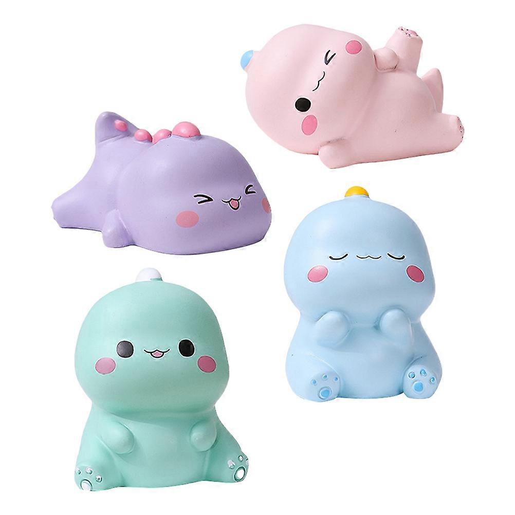 Dinosaur Figures Cartoon Style Dino Cake Toppers For Baking Decoration Assorted Color 4Pcs