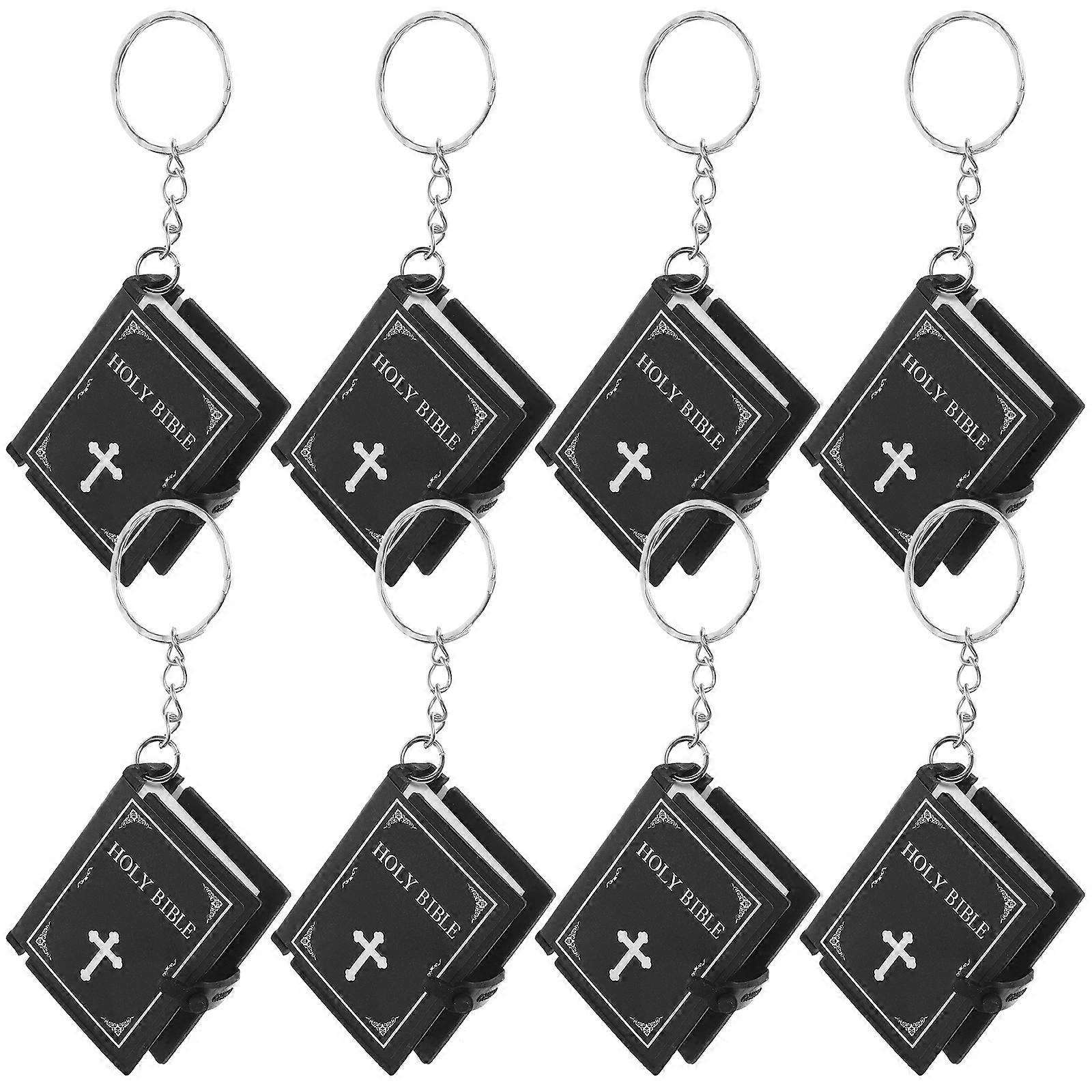 Bible Keychain with Book Pendant for Decor Multi Color 8 Pieces Small Size