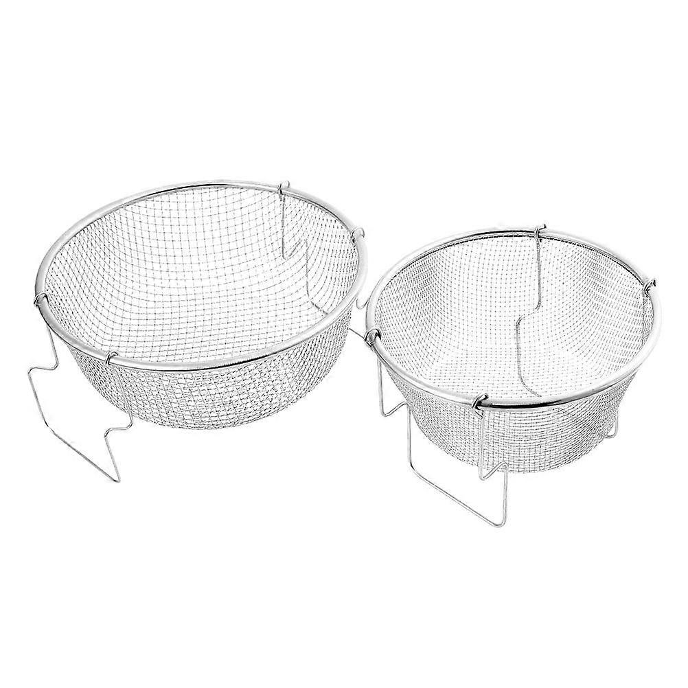 2pcs Round Frying Basket Food Fried Basket Fry Basket with Folding Handle