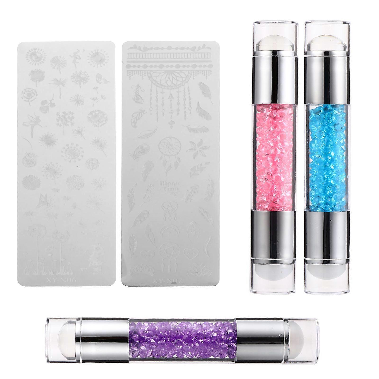 Nail Stamper for Manicure Use Assorted Color Acrylic Material Beginner Friendly 3 Sets