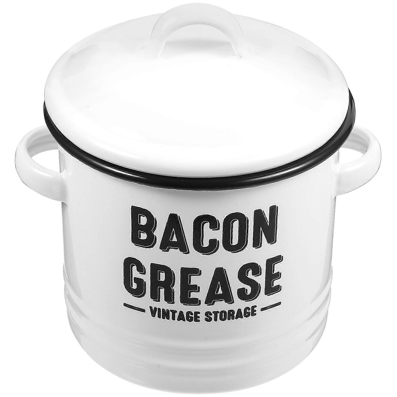 Grease Storage Container Kitchen Enamel Pot Cooking Home Users 17.00X17.00X13.00CM Anti-scalding 1Pack