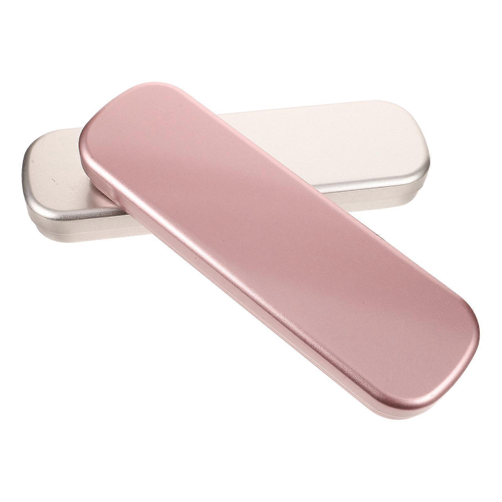 Daily Use Pencil Box Pen Accessories Organizer Case for Students Portable Single Pen Holders Tinplate Material Clamshell Shape 2Pcs