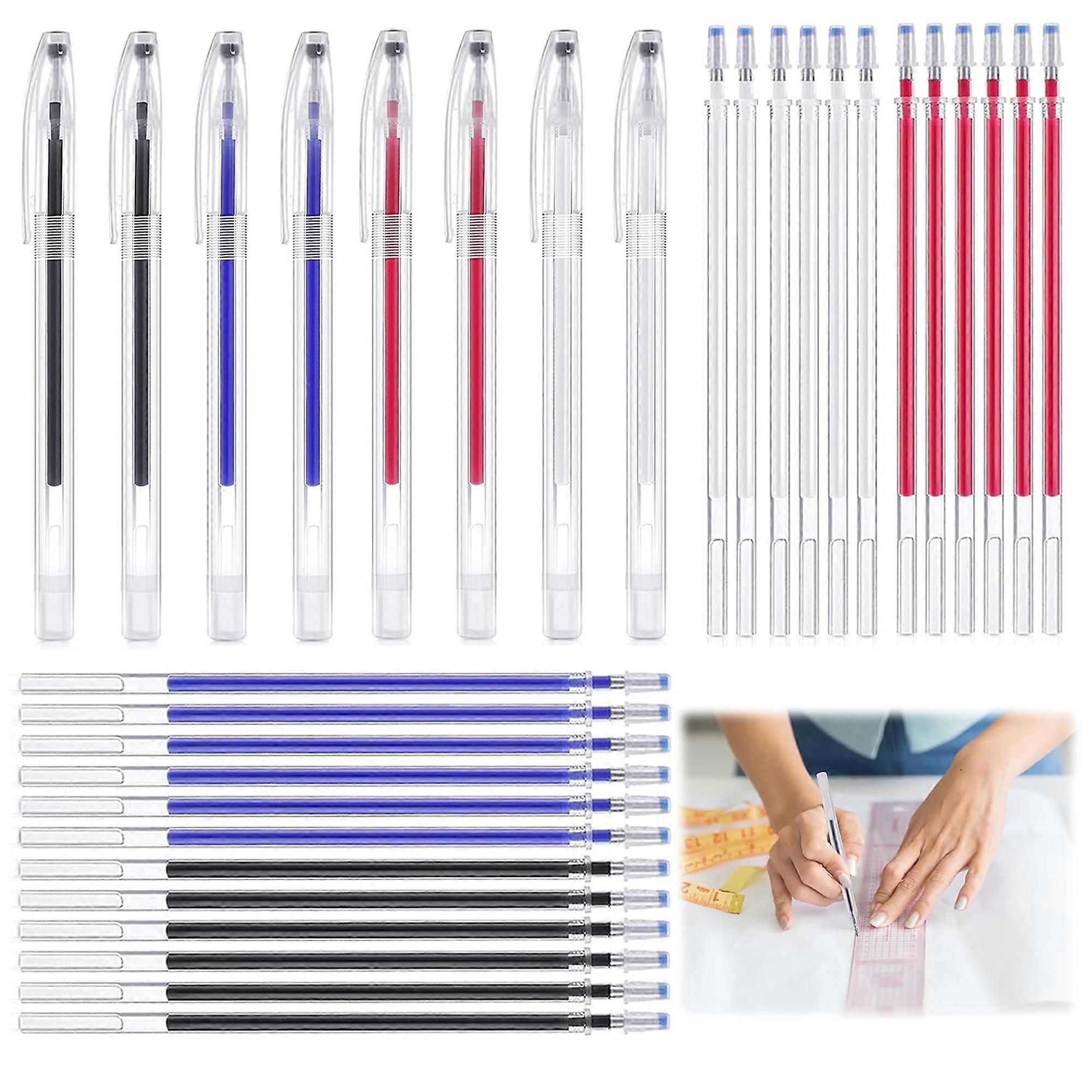 Fabric Marking Pen in 4 Colours Heat Erasable Pen with 8 Holders 32 Refills Pack of 40