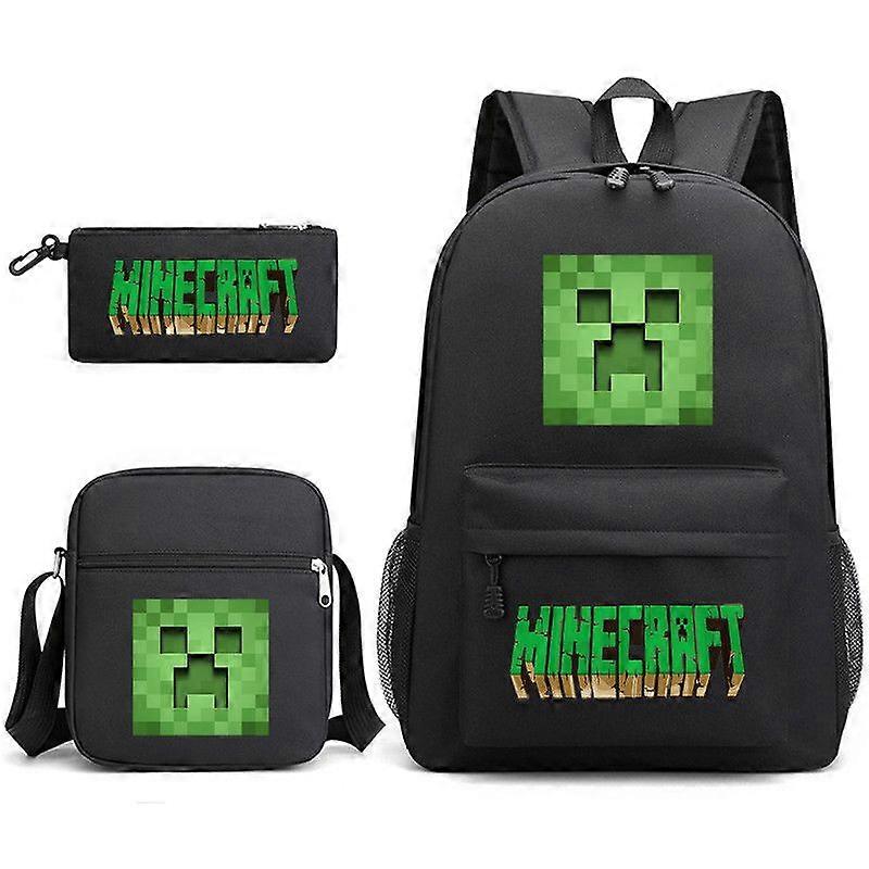 Minecraft backpack student large capacity printed three piece set backpack for men and women