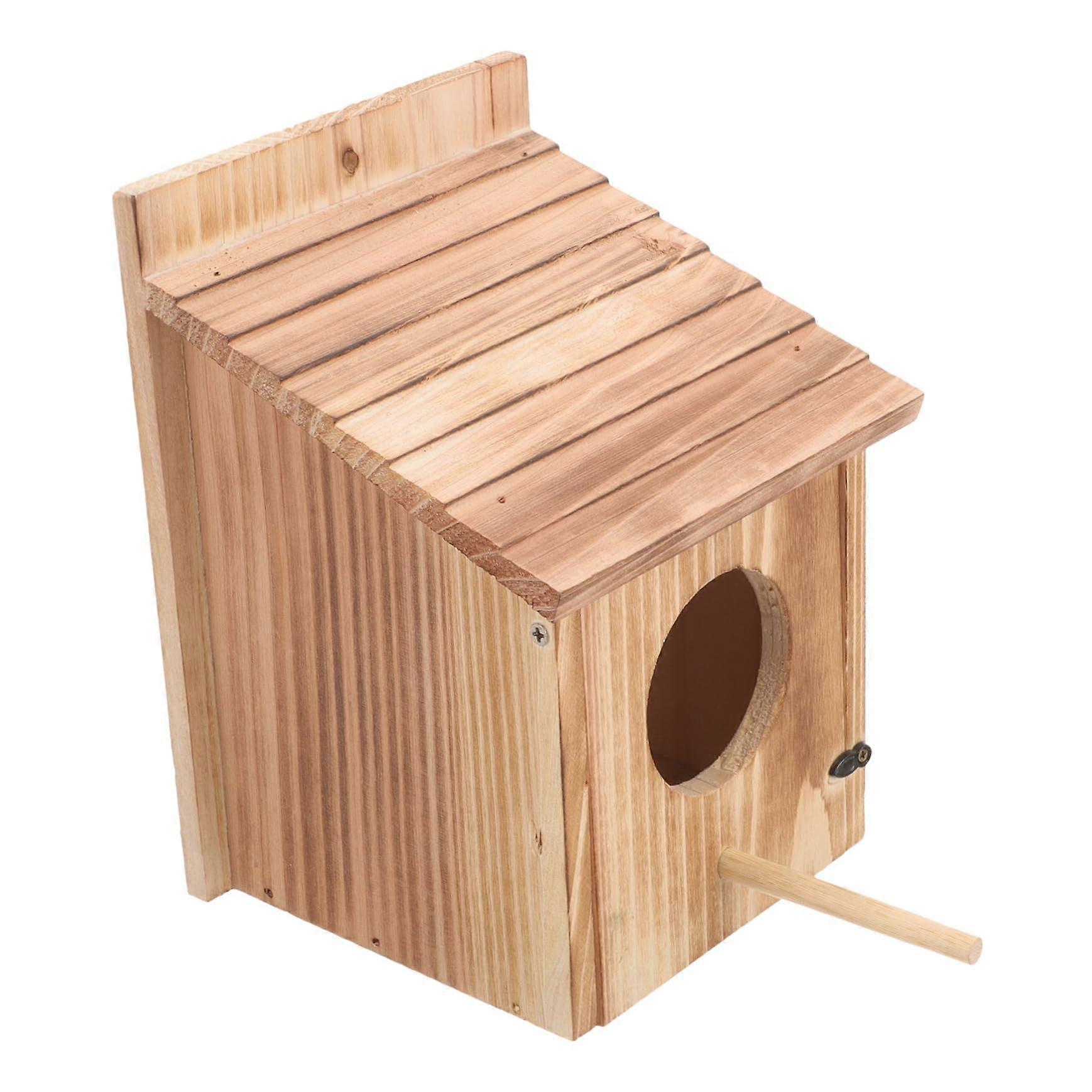 Wooden Nest Box for Parakeets Hanging Birdhouse with Artistic Design for Garden and Courtyard 30x25x25cm