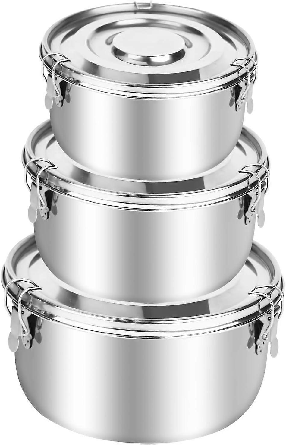 Stainless Steel Lunch Box, Pack of 3, LeakProof Container for Snacks, Fruit