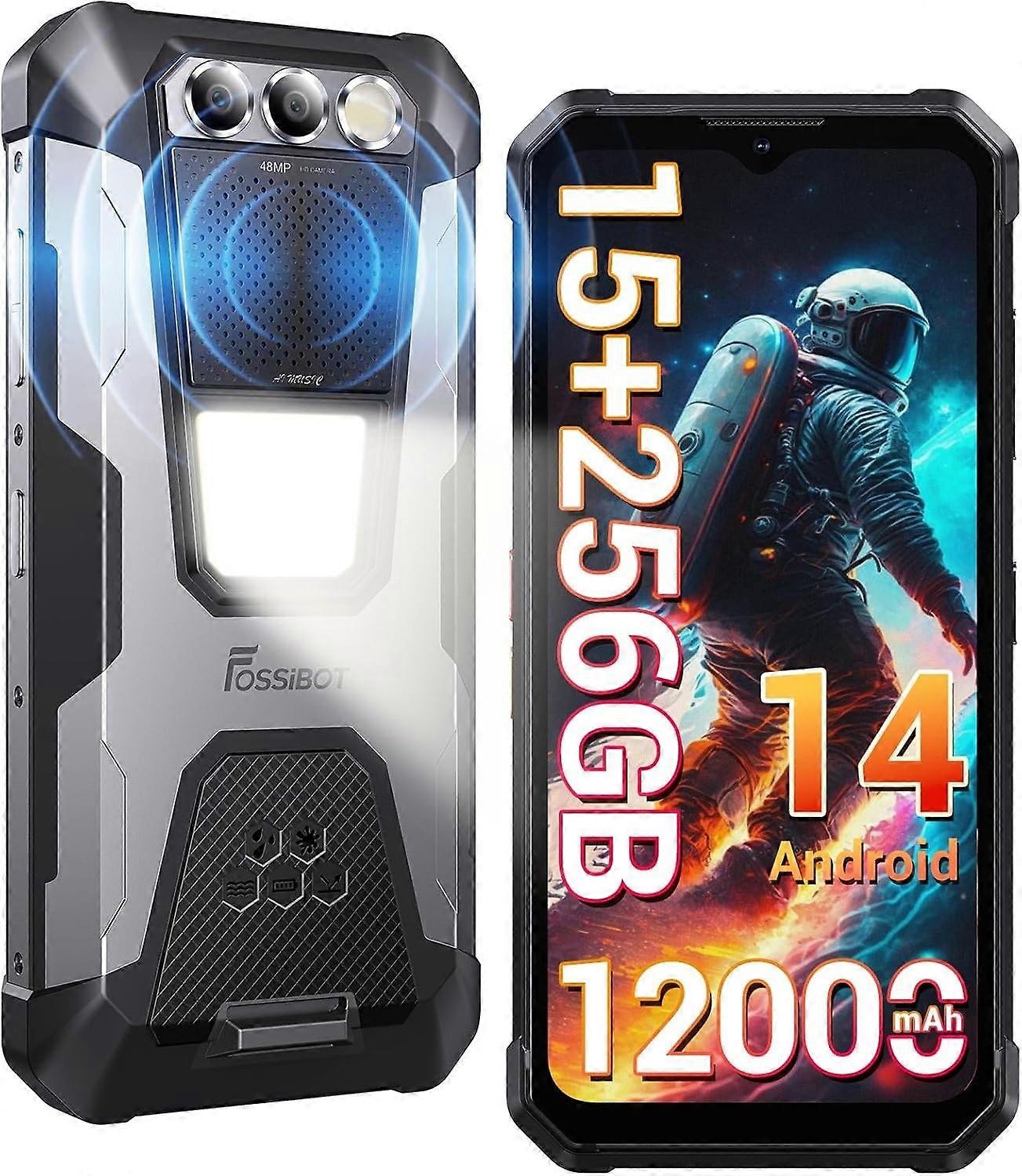 FOSSIBOT F106 Pro Rugged Smartphone Unlocked, 8GB+256GB 12000mAh Battery