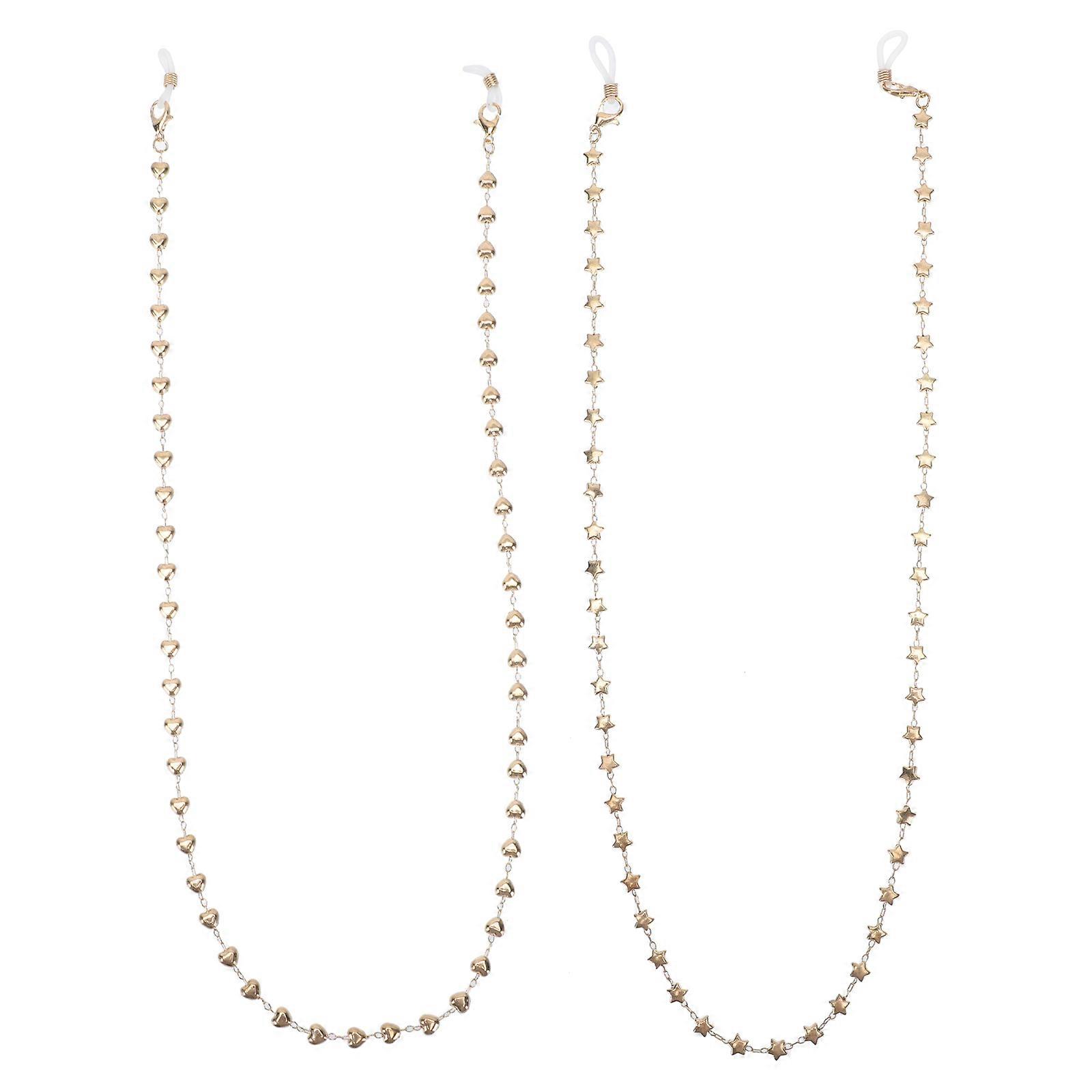 2Pcs Sunglasses Chain Eyeglasses Cords with Star Pattern Pendant Golden