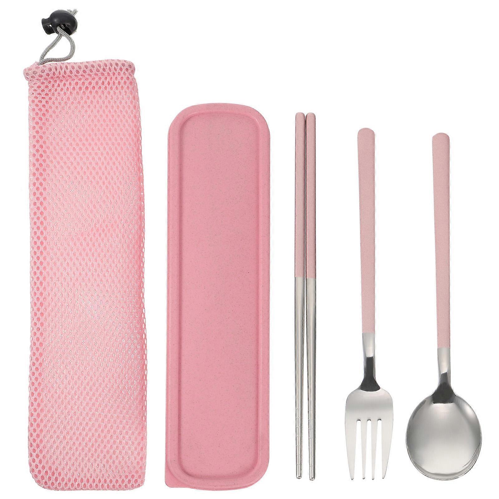 Portable Dining Utensils Set with Spoon, Fork, Chopsticks, Compact Storage Box and Carry Bag for Picnics and Outdoor Use