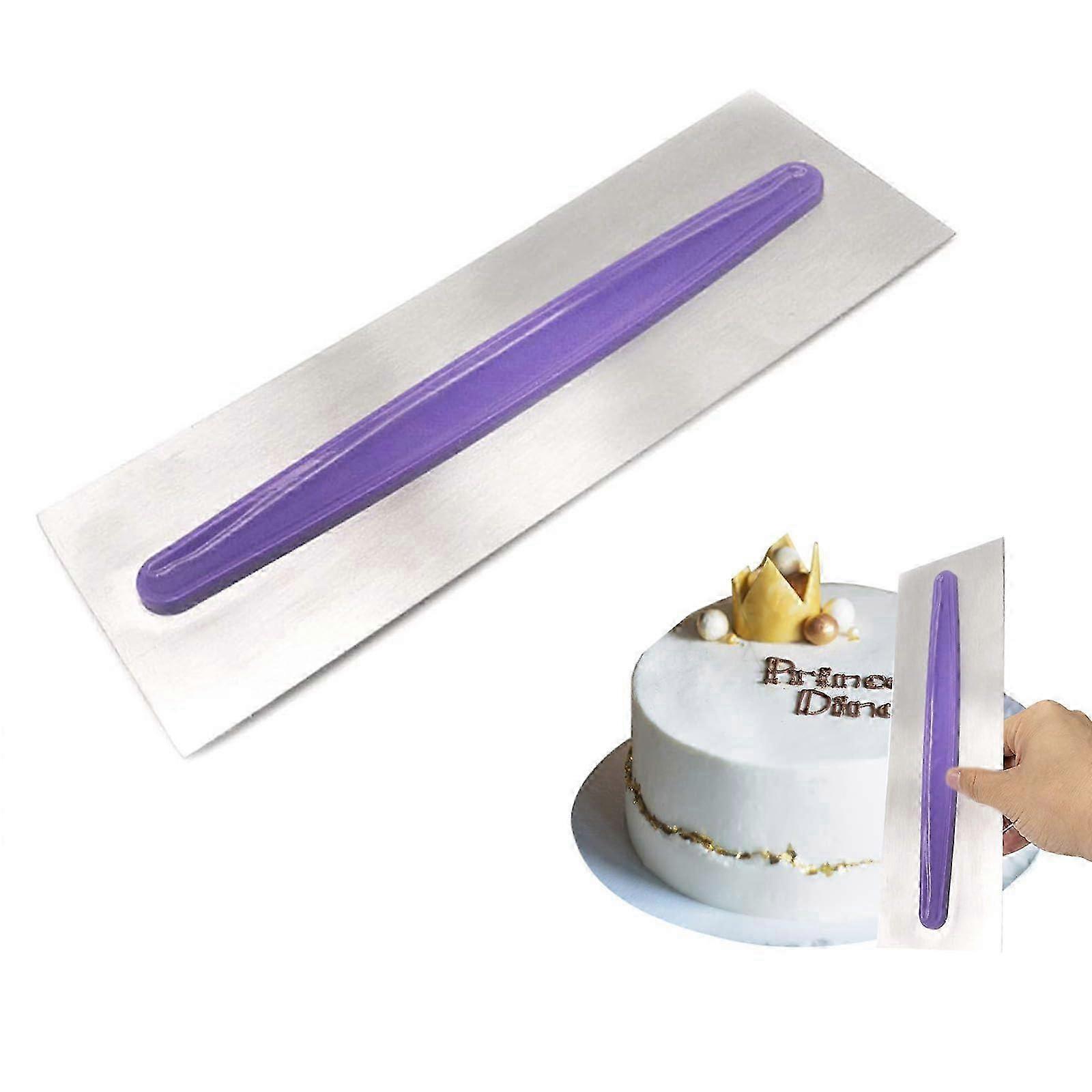 Stainless Steel Cake Scraper Suitable for Various Baking Needs with a Stylish Purple Handle
