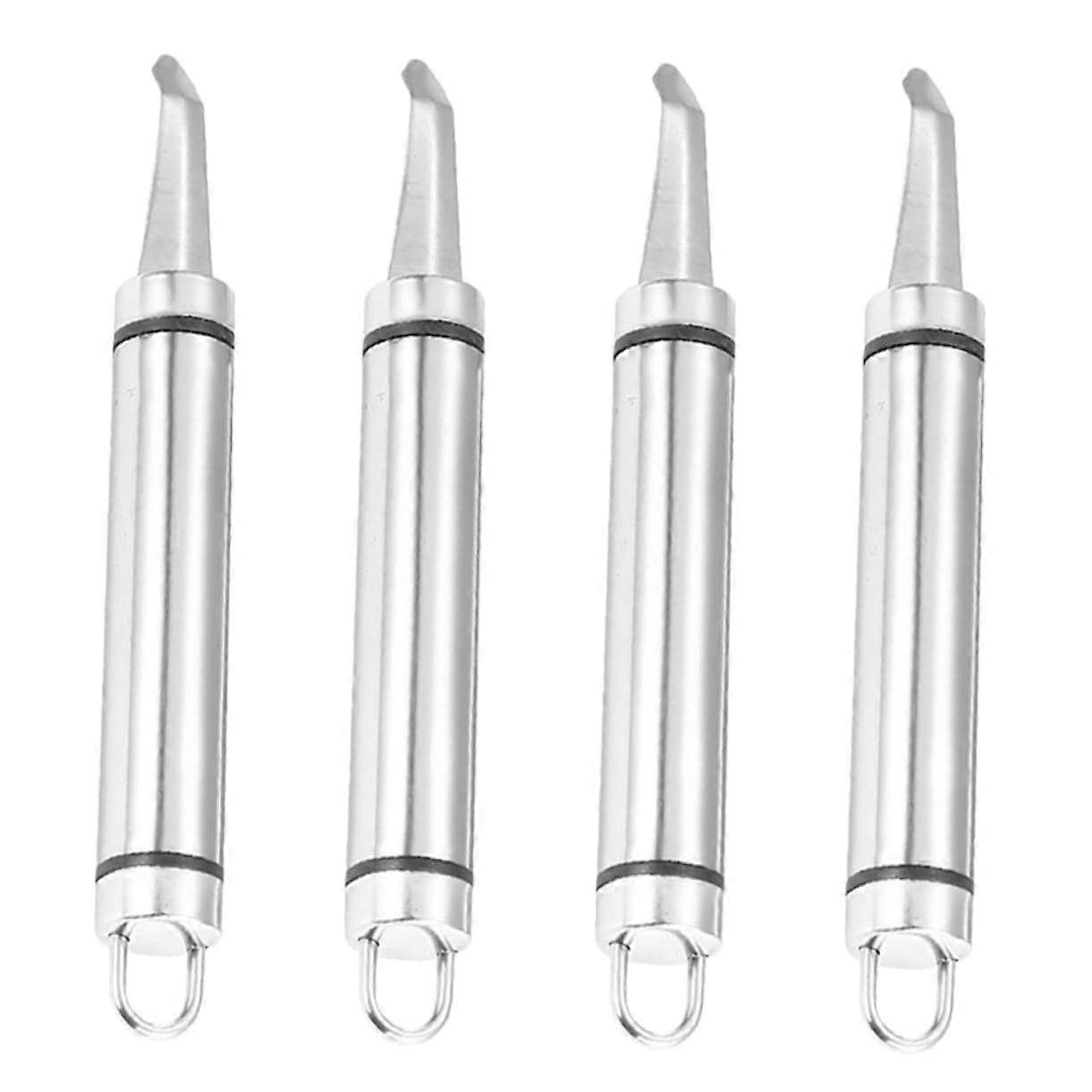 4 Pieces Pear Corer Peach Corer Shrimp Peel Remover Set Stainless Steel Kitchen Tool Fruit Vegetable Core Remover Silver