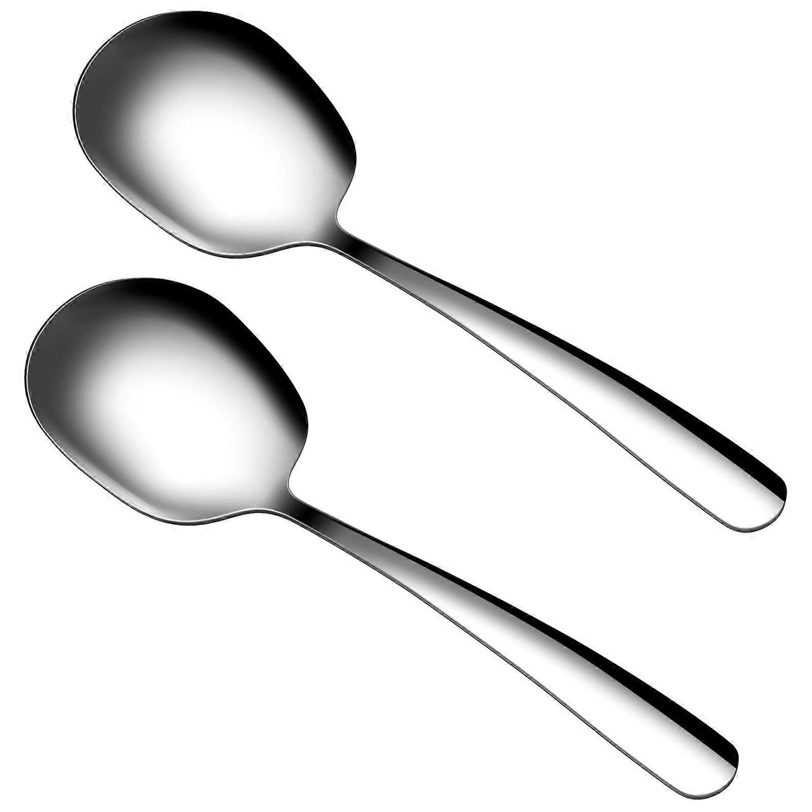 Set of 2 stainless steel serving spoons with long handles