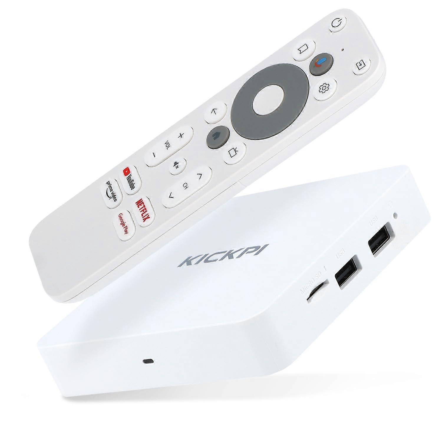 KP1, Kickpi IPTV Box, 4K UHD, Android 11, Streaming, Netflix, Prime Video, YouTube, Google Play, Dolby, WiFi WLAN 2.4G/5G, Bluetooth, 32GB