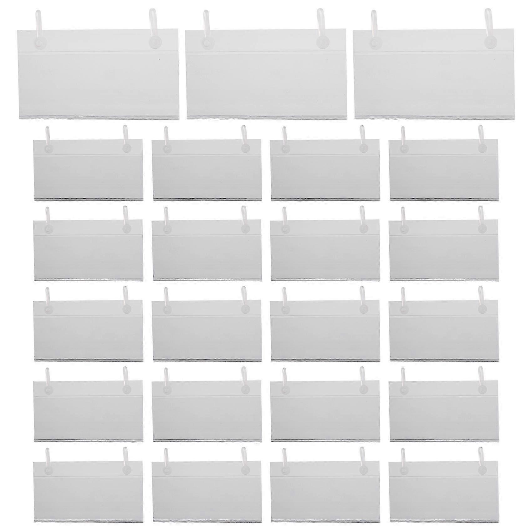 80Pcs Plastic Basket Label Holders Price Tag Ticket Hanger Clips with Button Lock Closure