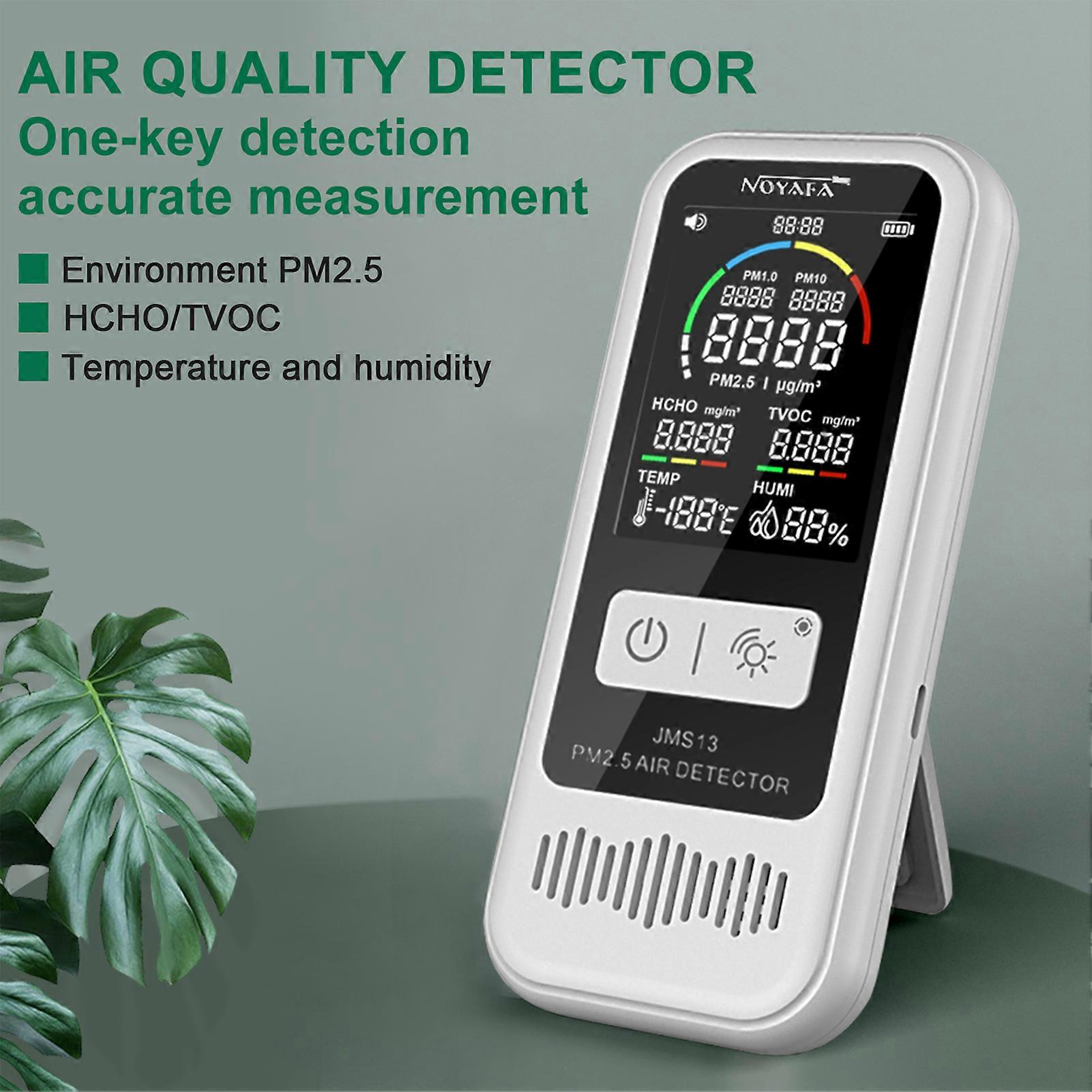 NOYAFA JMS13 Household PM2.5 Detector Temperature Humidity Monitor Rechargeable LCD Digital Air Quality Detector TVOC/HCHO Formaldehyde Tester PM2.5 