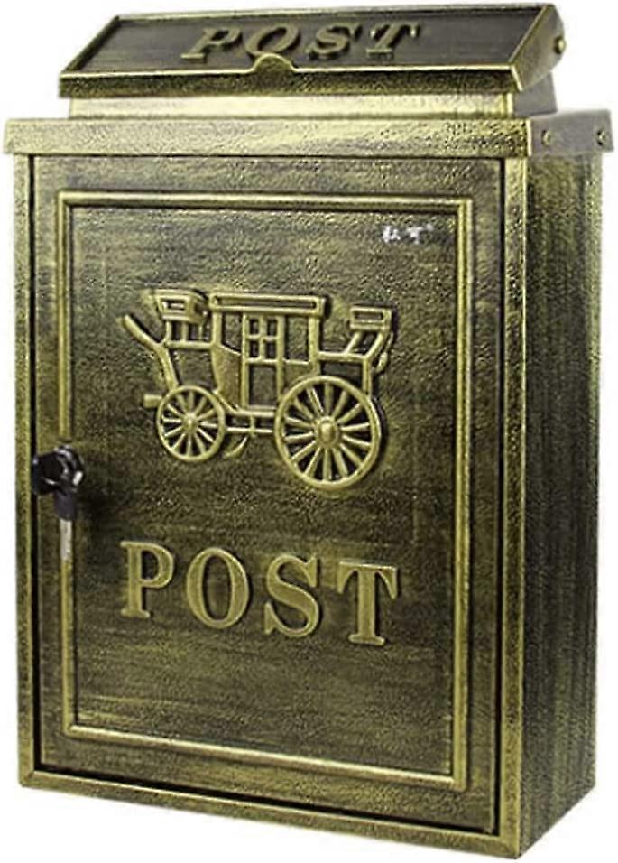 Wall Mounted Post Boxes with Lock, Retro Style Large Mailbox for Villa Outdoor Mounted Mailbox Home Decoration (Color : I)