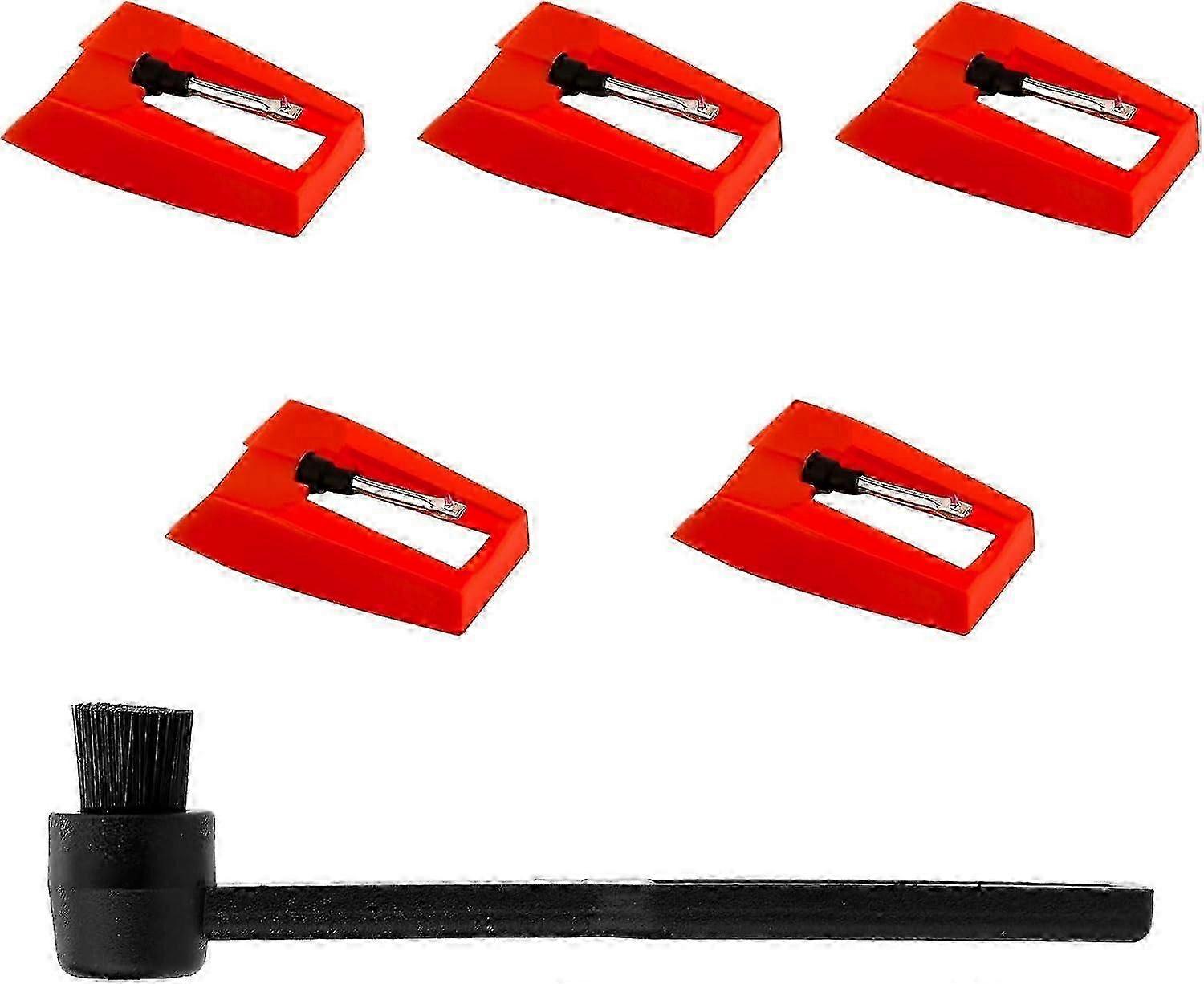 5pcs Turntable Stylus Needles with 1 Cleaning Brush, Replacement for Record Players