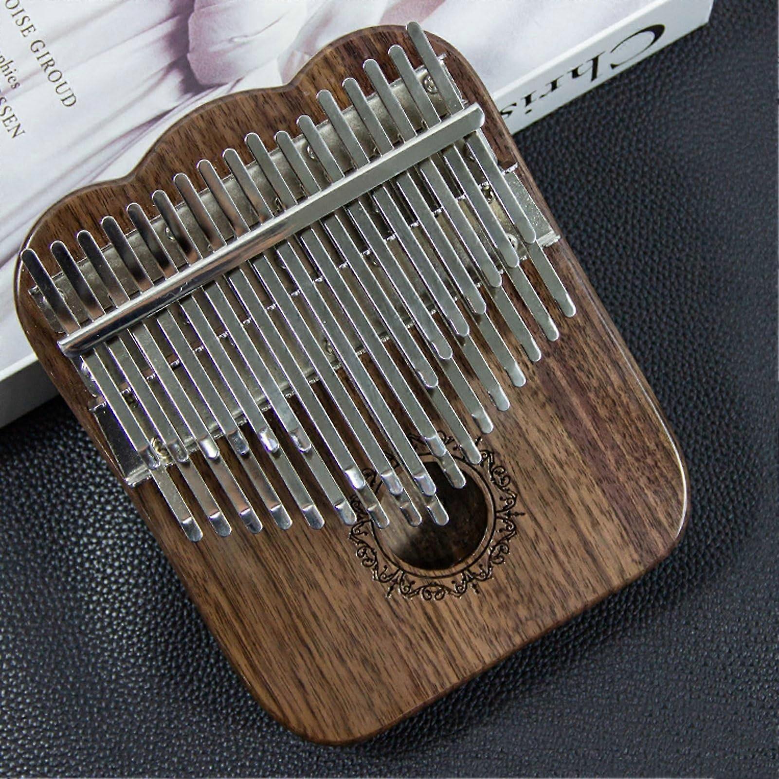 Kalimba 34 Keys Thumb Piano Double Layer Solid Wood with Tuning Hammer Bag