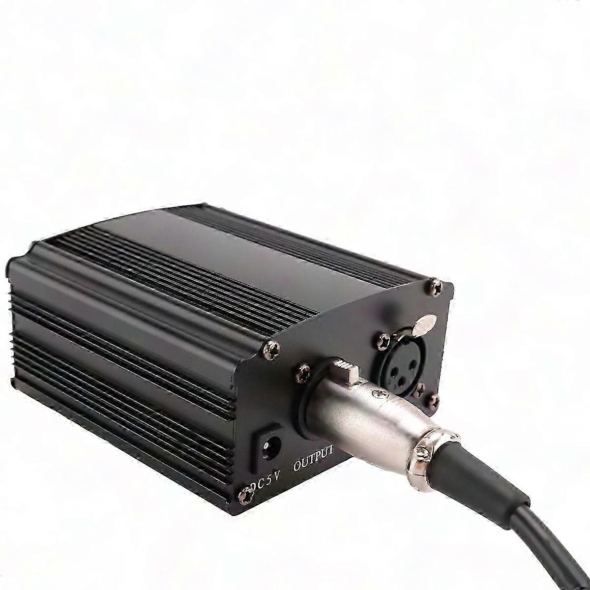 Phantom Power Adapter for Condenser Microphones, 48V Supply Compatible with BM800