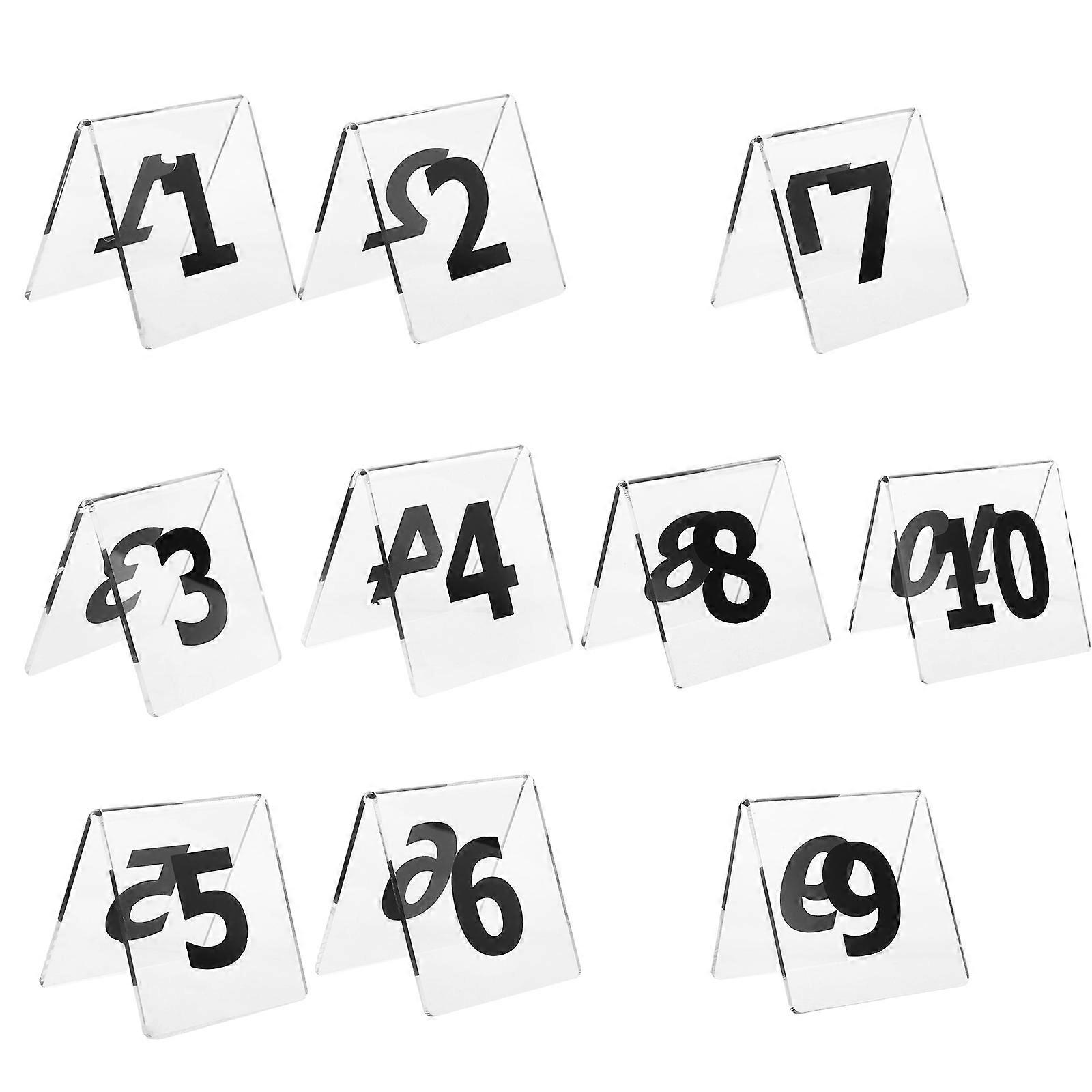 Set of Double Sided Acrylic Table Number Cards, Clear for Weddings, Events & Restaurants – Easy to Clean & Reusable