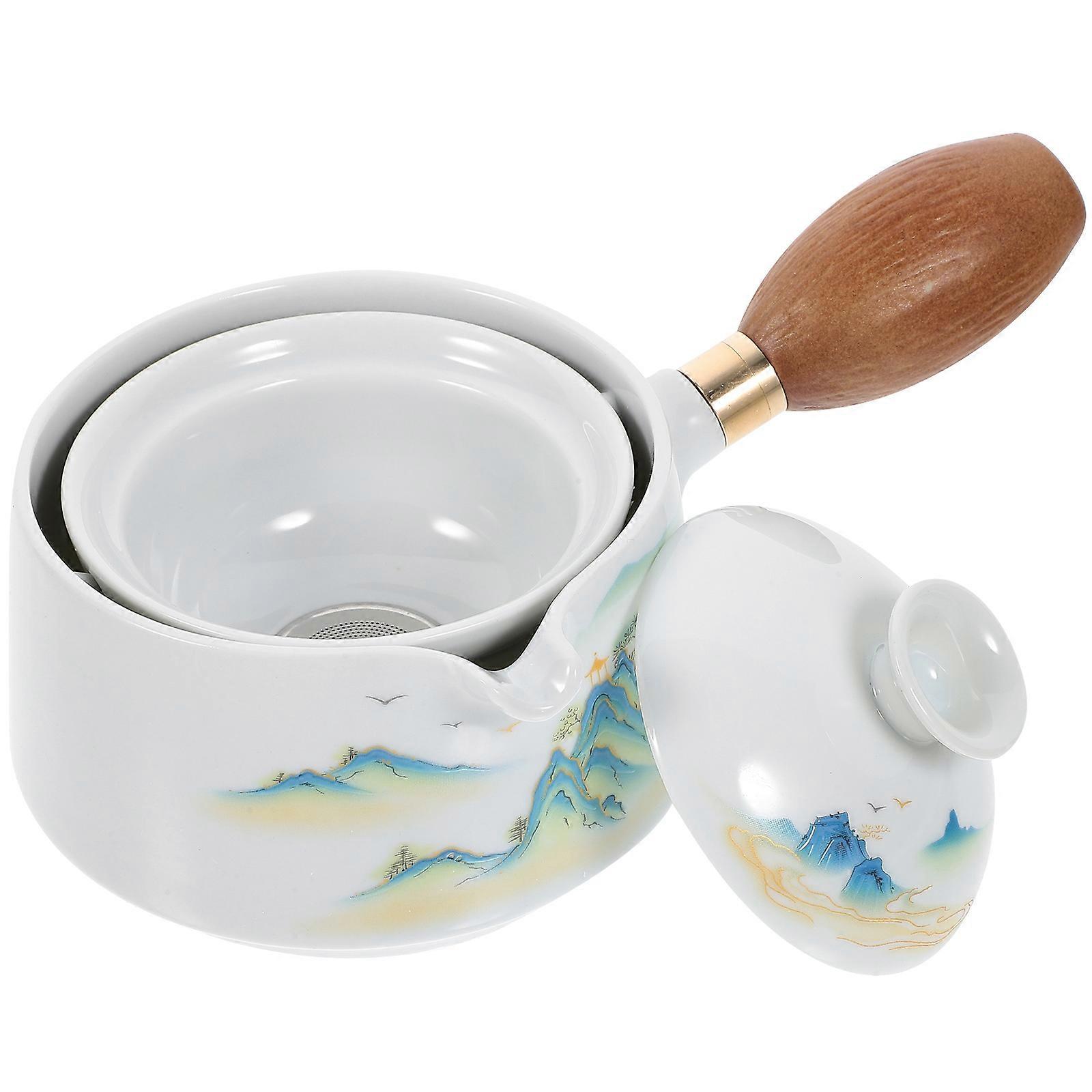 Delicate Tea Kettle Ceramic Tea Pot 360 Degree Rotation For Office Use 16.50X10.80X8.00CM 1Set