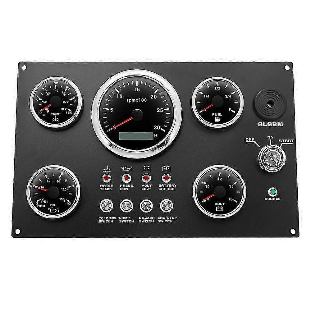 Led Gauge Set With Instrument Switch Panel For Marine Boat Car