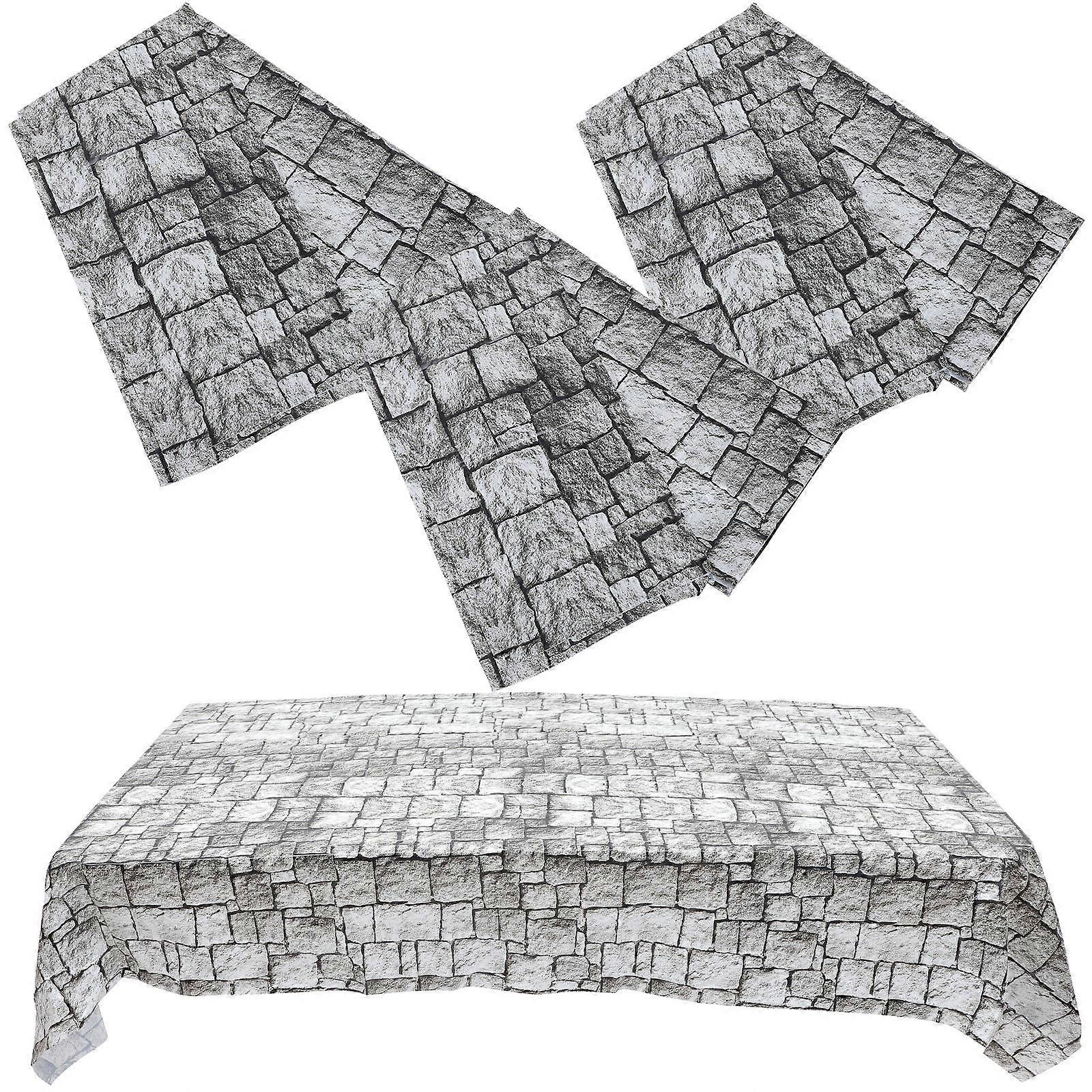 Party Tablecloth Rectangular Vintage Table Covering Multi Color 107.68X53.84X0.02IN Protective 4Set