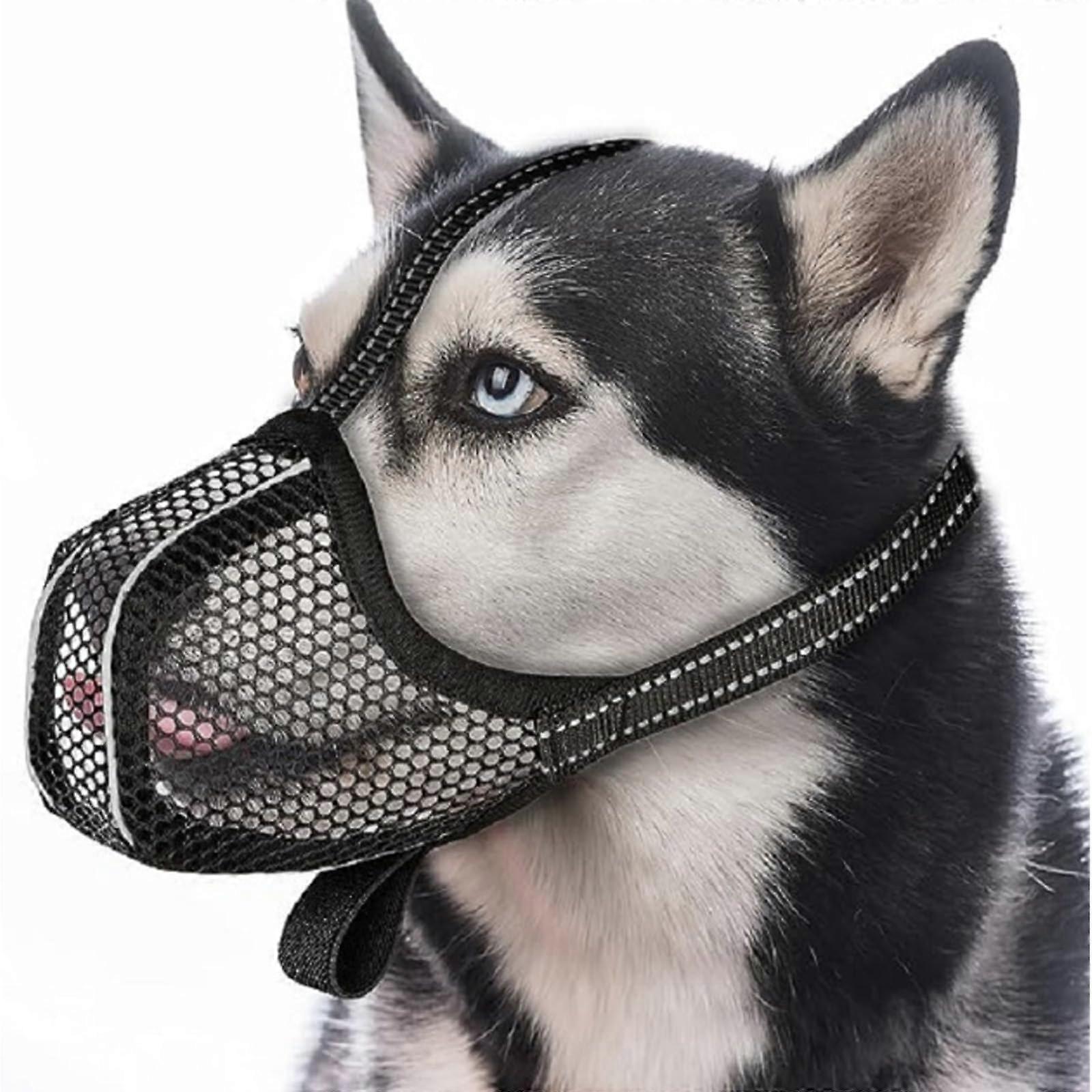1 x Muzzle for Large Dogs, Prevent Eating, Chewing Biting, Dog Muzzle Breathable Dog Training (Black, M)