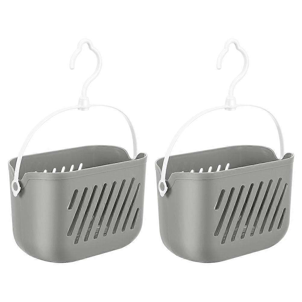 2Pcs Kitchen Hanging Plastic Basket for Storage and Organizing in Grey