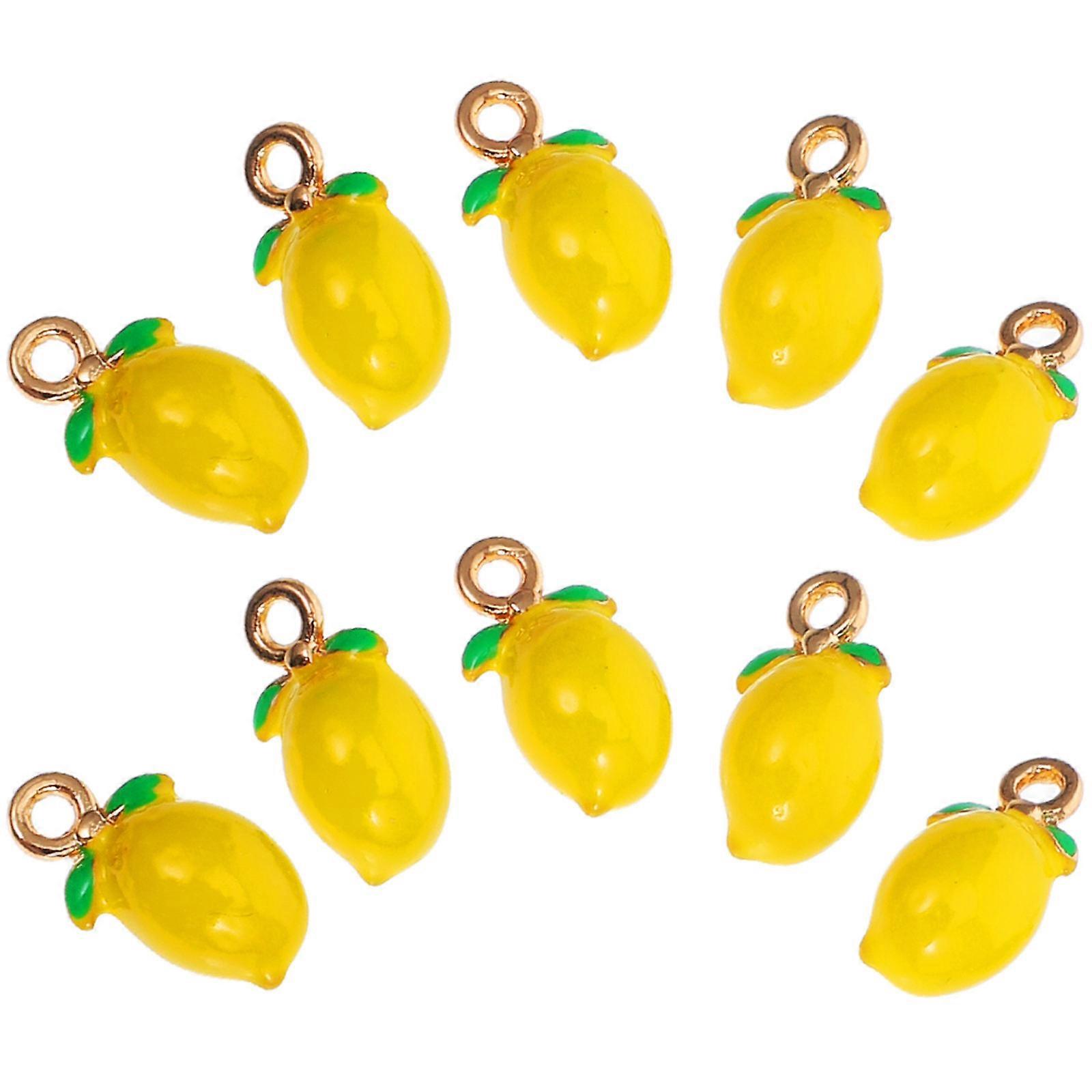 10pcs Lemon Pendants Alloy Diy Charms For Keychains Jewelry Making Craft Projects Durable Faderesistant Lemon Shaped Charms For Unique Accessories
